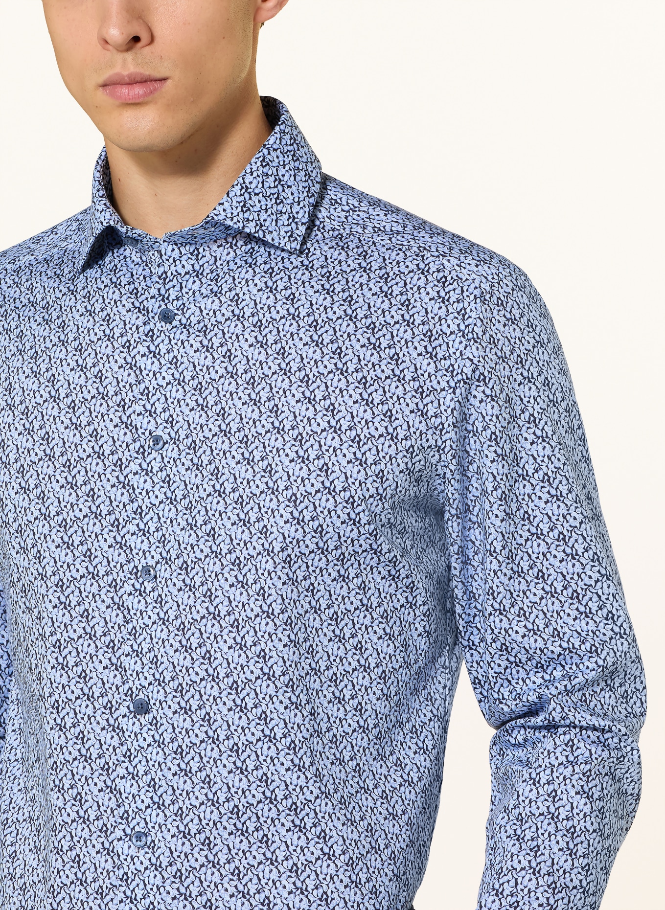 OLYMP Hemd Luxor modern fit: DUNKELBLAU / HELLBLAU