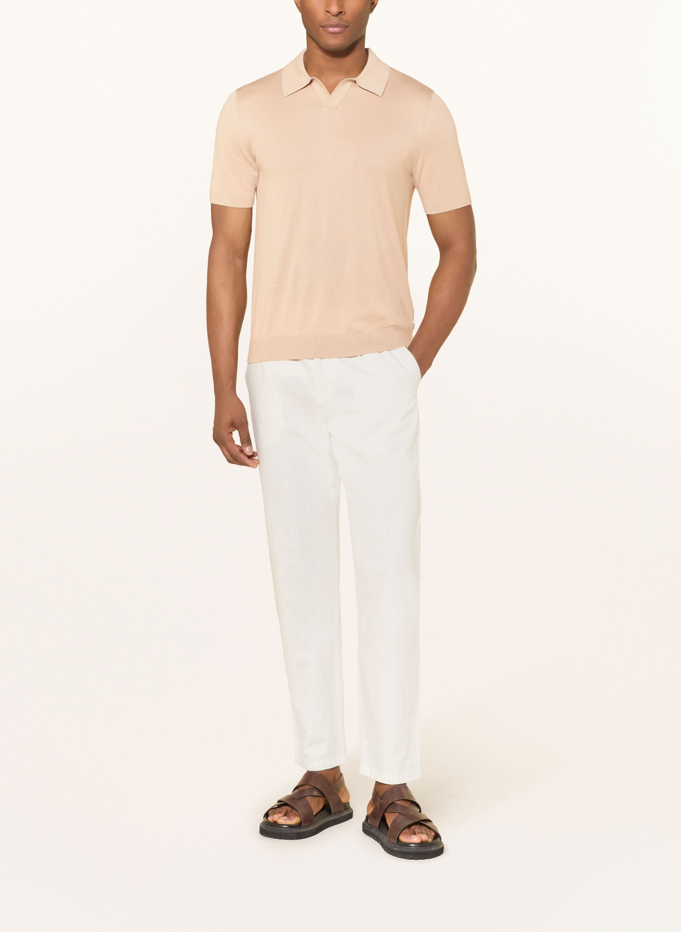 OLYMP Strick-Poloshirt: BEIGE