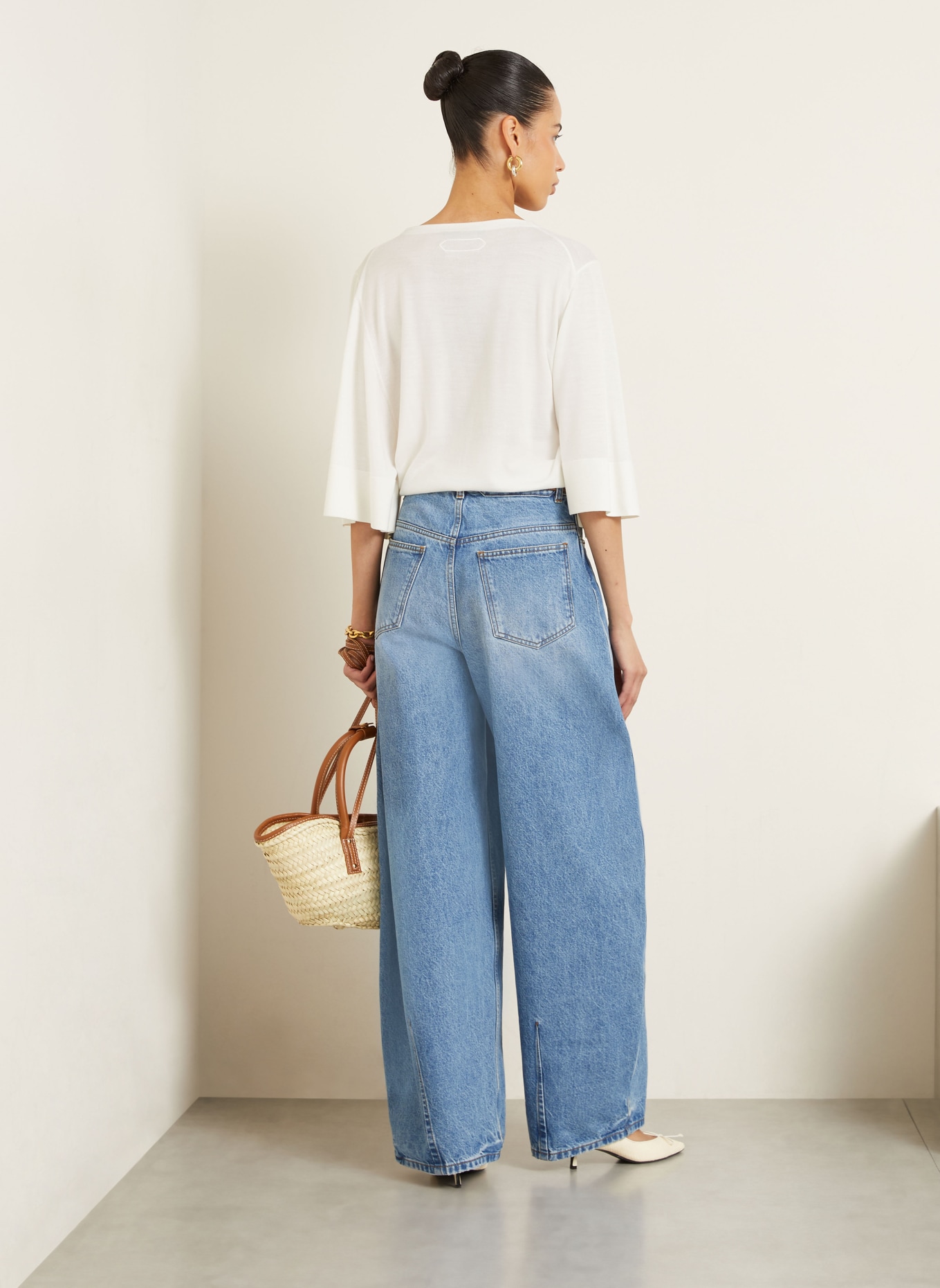 JACQUEMUS LA MAILLE MANANCO sweater with 3/4 sleeves: CREAM