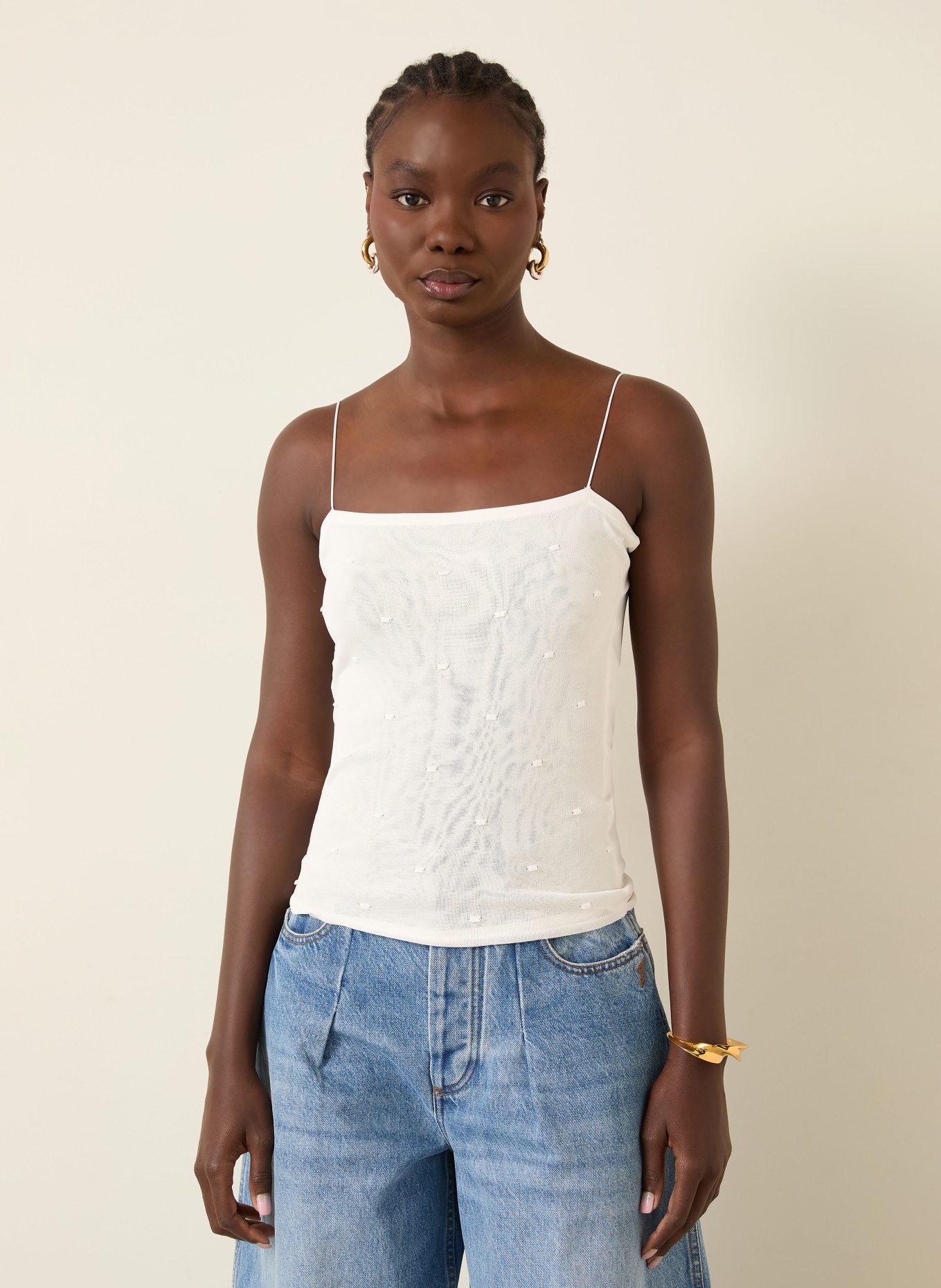 JACQUEMUS Stricktop LA MAILLE PLUMETIS: ECRU