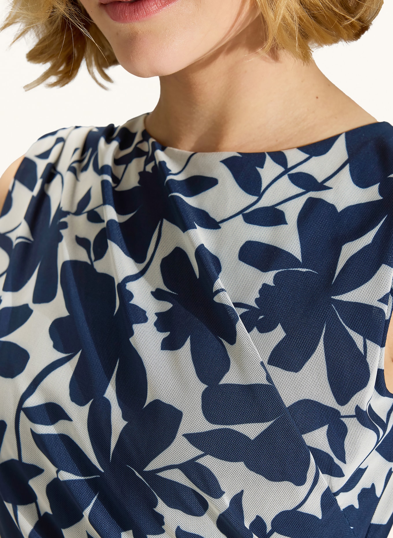 SWING Cocktailkleid: DUNKELBLAU / WEISS