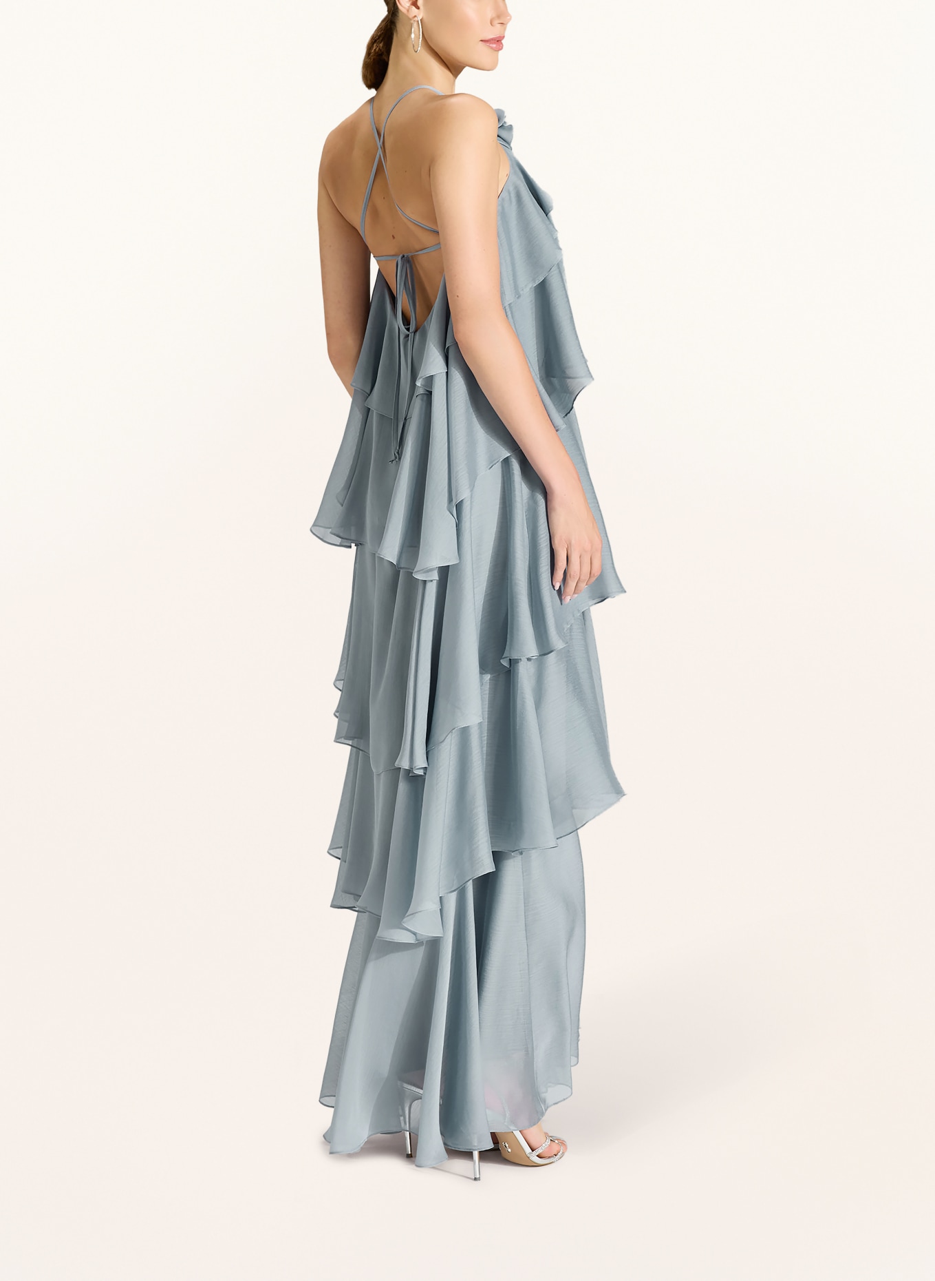 SWING Večerní šaty s volány: ČERNOŠEDÁ