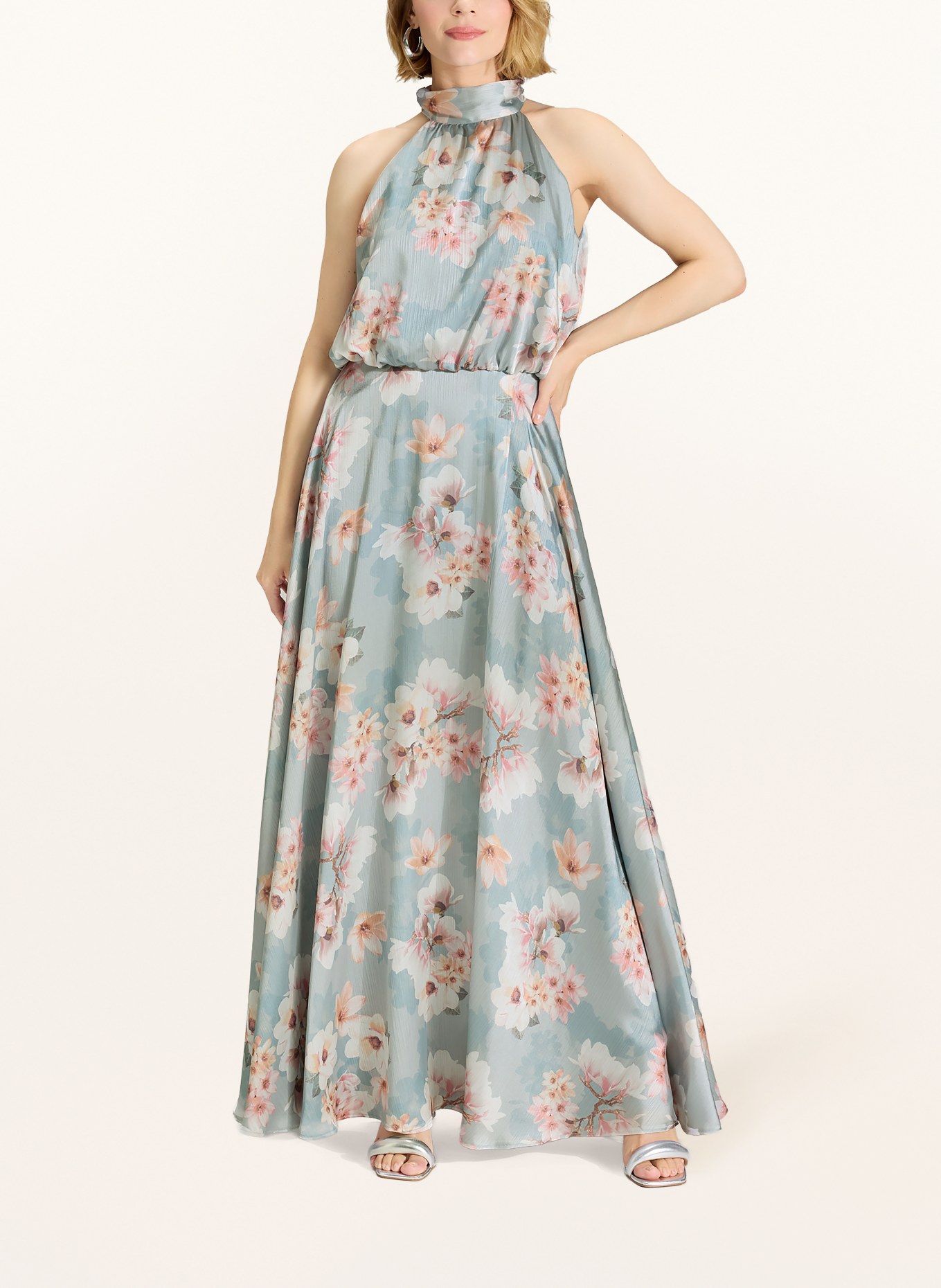 SWING evening gown: LIGHT BLUE / LIGHT PINK / LIGHT ORANGE