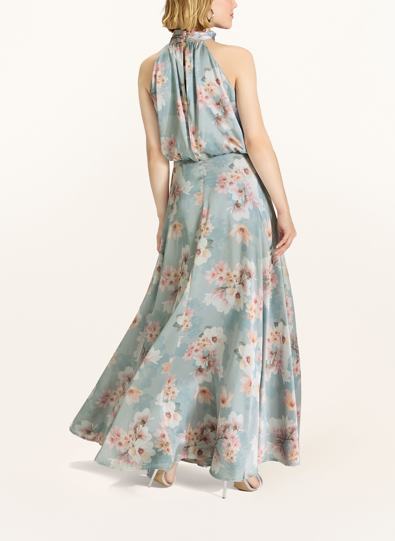 SWING evening gown: LIGHT BLUE / LIGHT PINK / LIGHT ORANGE