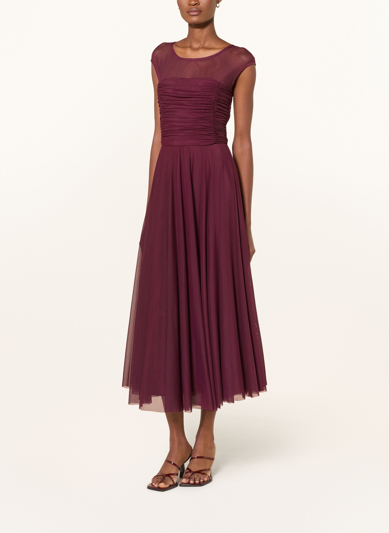 SWING Mesh cocktail dress: DARK RED