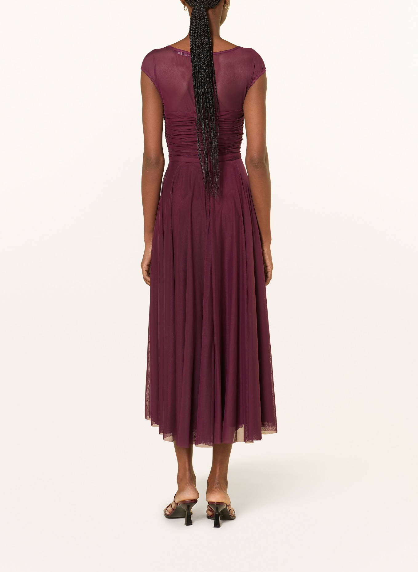 SWING Mesh cocktail dress: DARK RED