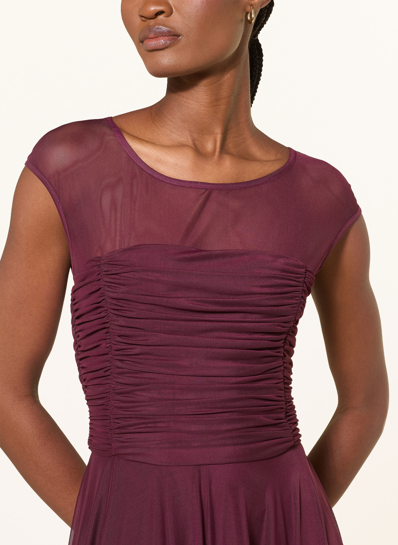 SWING Mesh cocktail dress: DARK RED