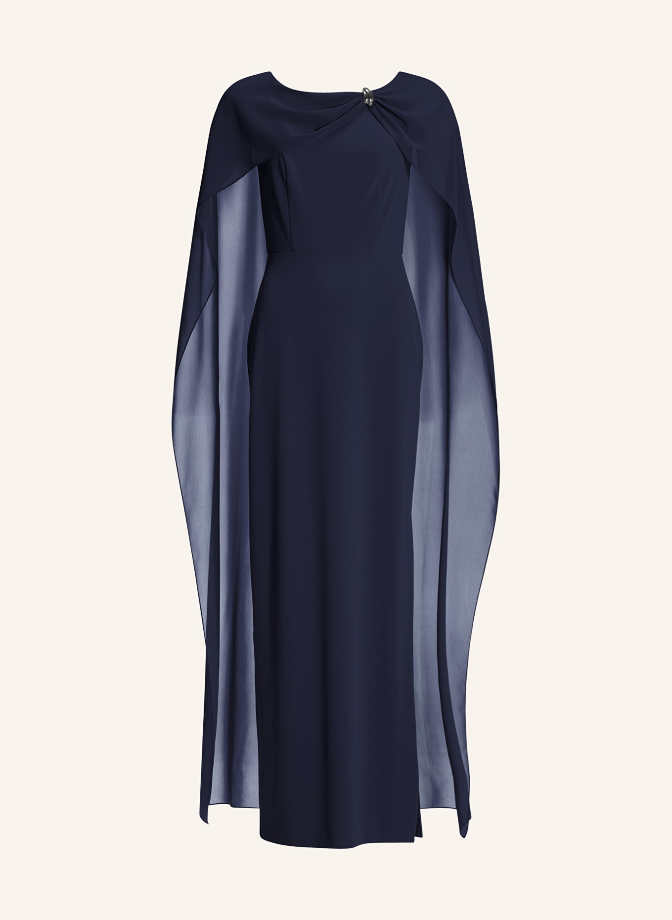 SWING Evening dress in a mix of materials: DARK BLUE