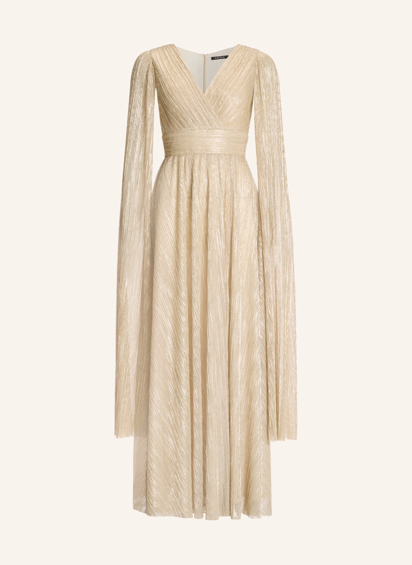 SWING Večerní šaty s plisováním a třpytivou nití: ZLATÁ
