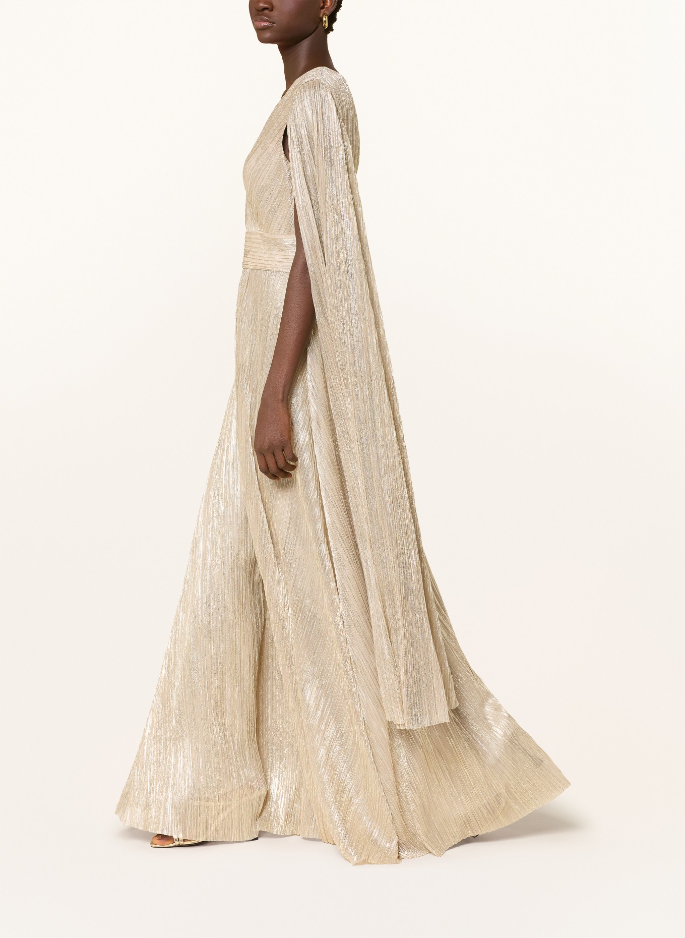 SWING Večerní šaty s plisováním a třpytivou nití: ZLATÁ