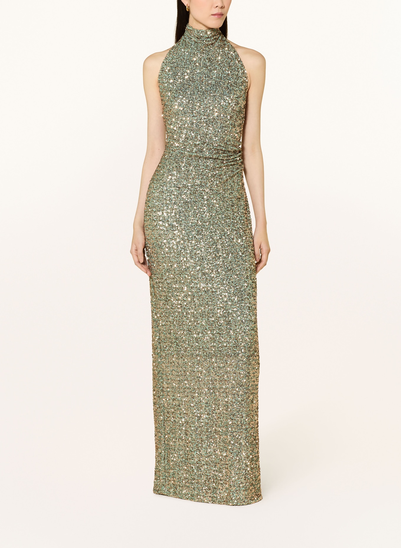 SWING Večerní šaty s flitry: SVĚTLE ZELENÁ / ZLATÁ