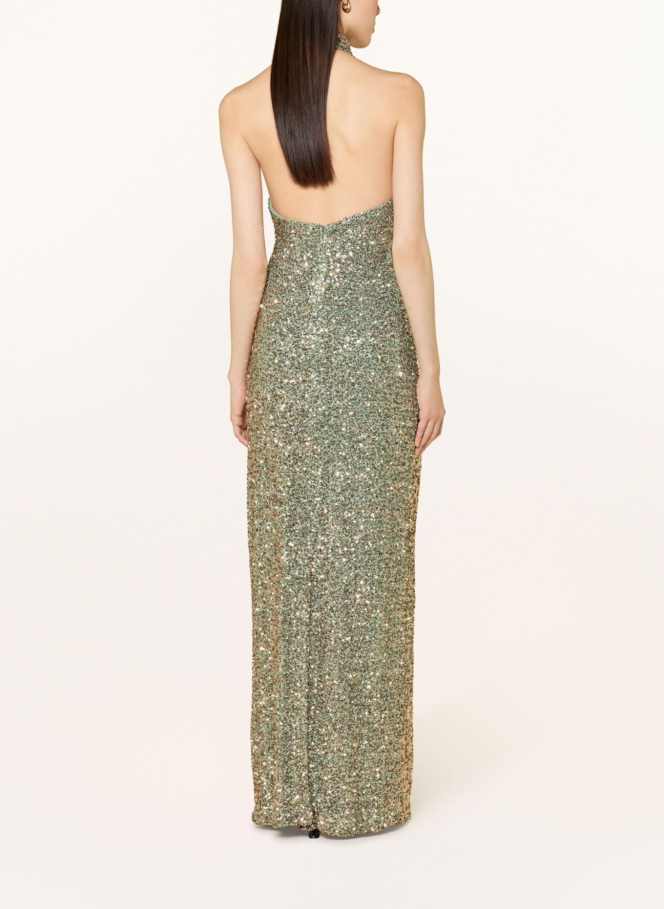 SWING Večerní šaty s flitry: SVĚTLE ZELENÁ / ZLATÁ