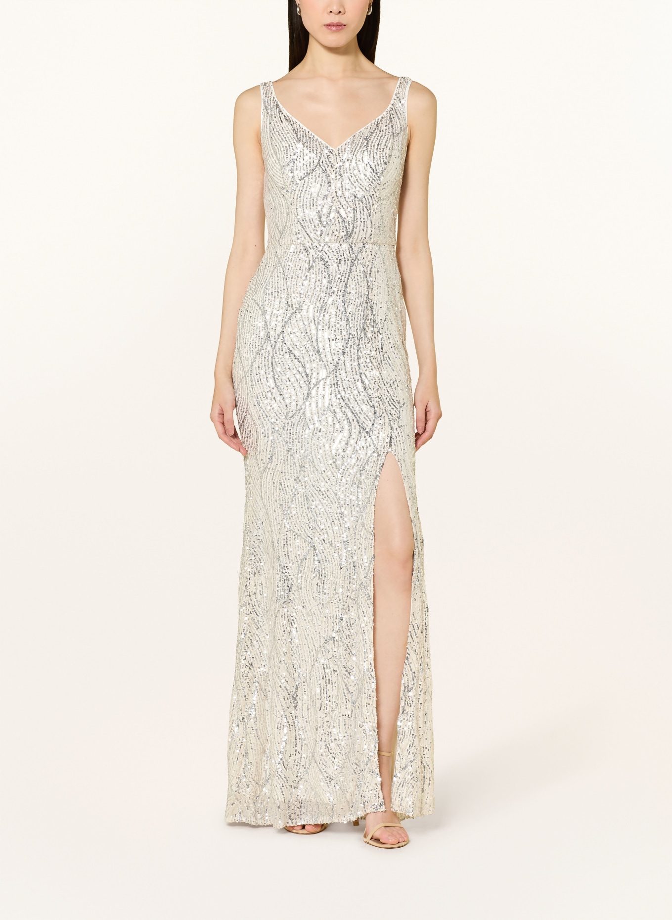 SWING Suknia wieczorowa z cekinami: KREMOWY / SREBRNY