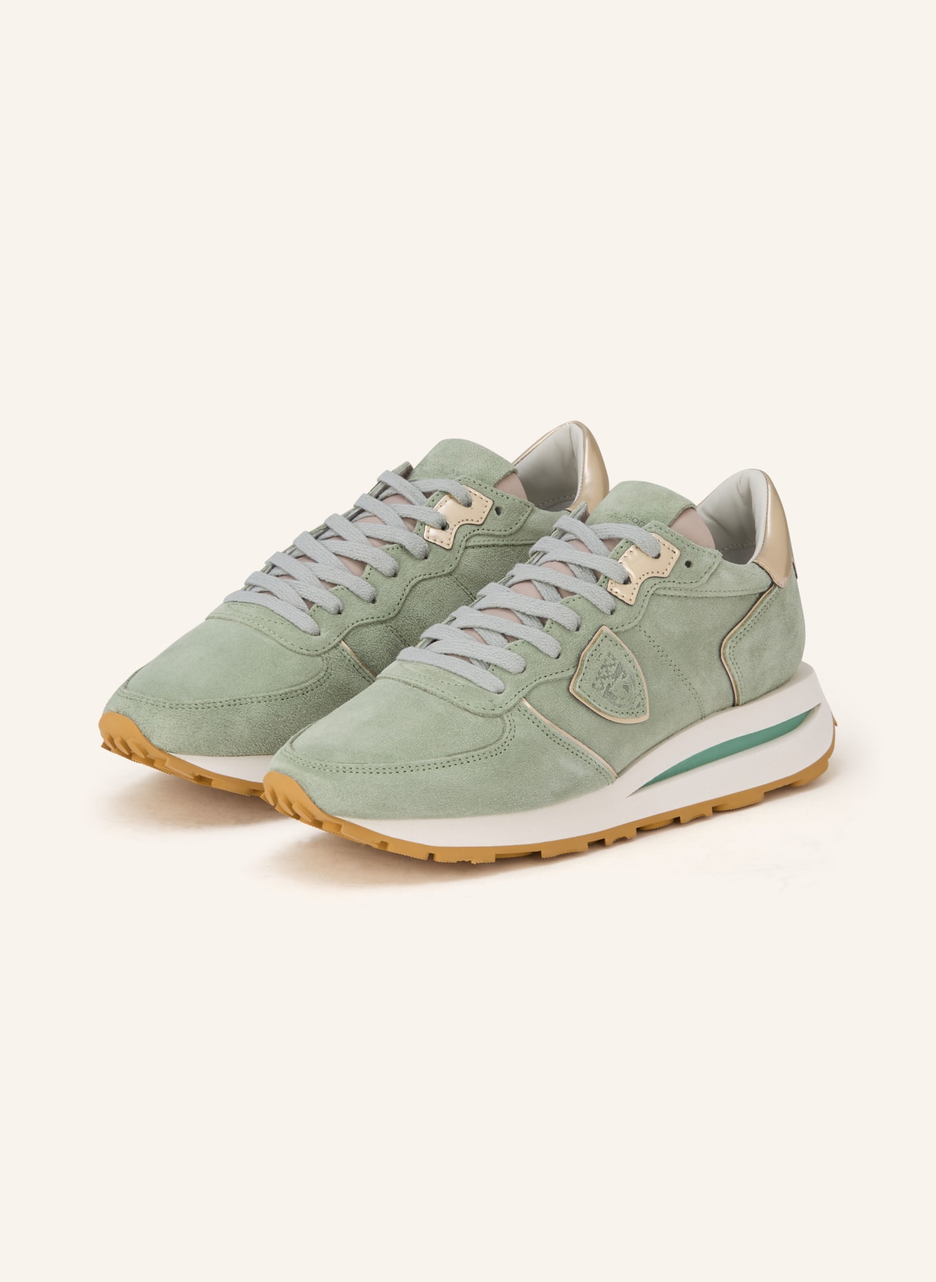 PHILIPPE MODEL Tenisky TROPEZ: SVĚTLE ZELENÁ / ZLATÁ