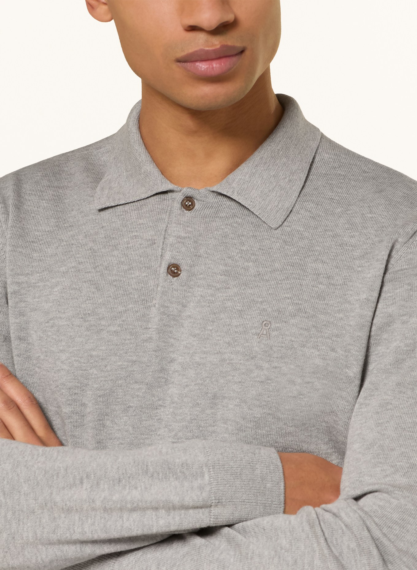 ARMEDANGELS Strick-Poloshirt: GRAU