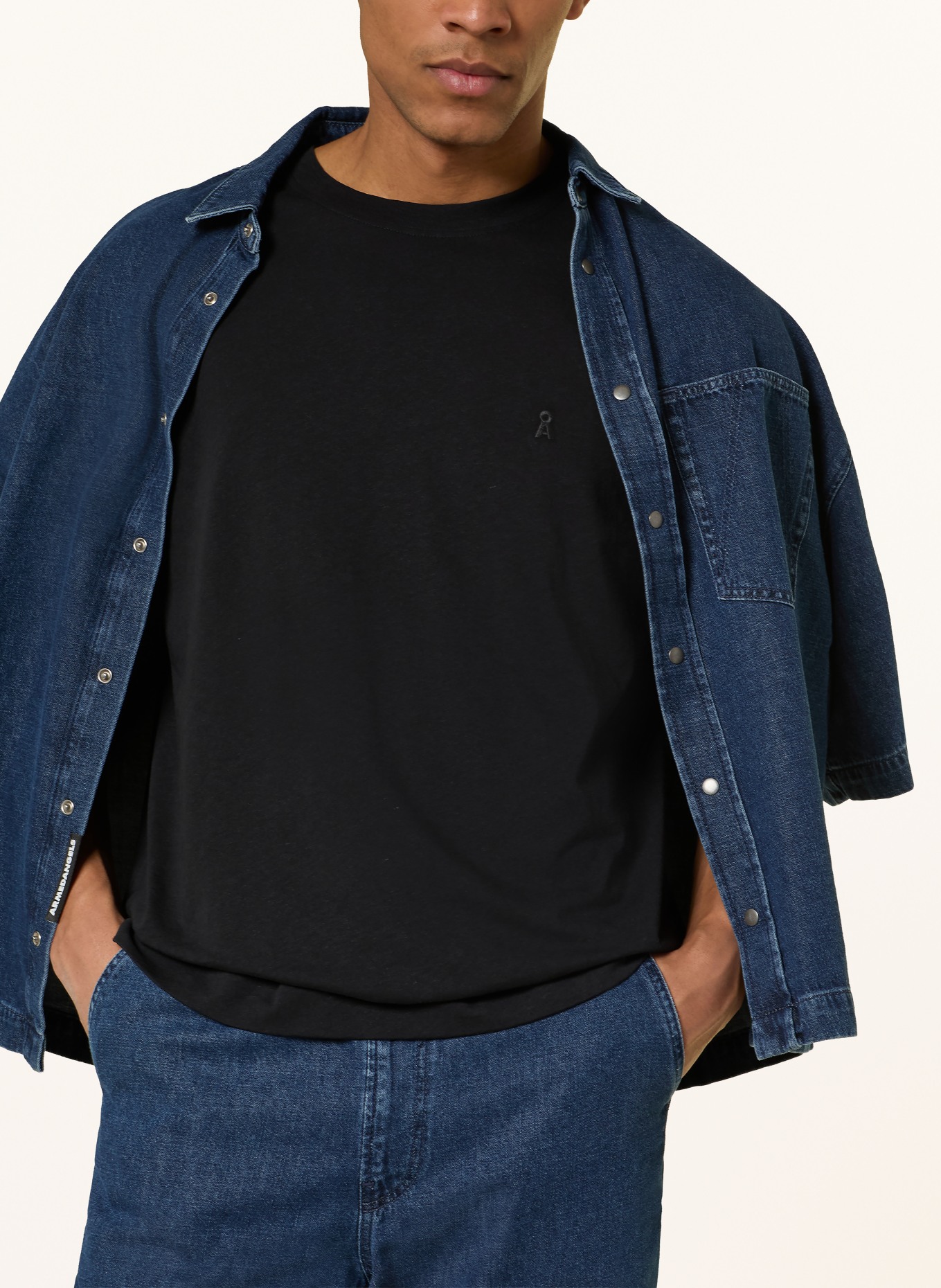 ARMEDANGELS T-Shirt MAARKOS mit Leinen: SCHWARZ