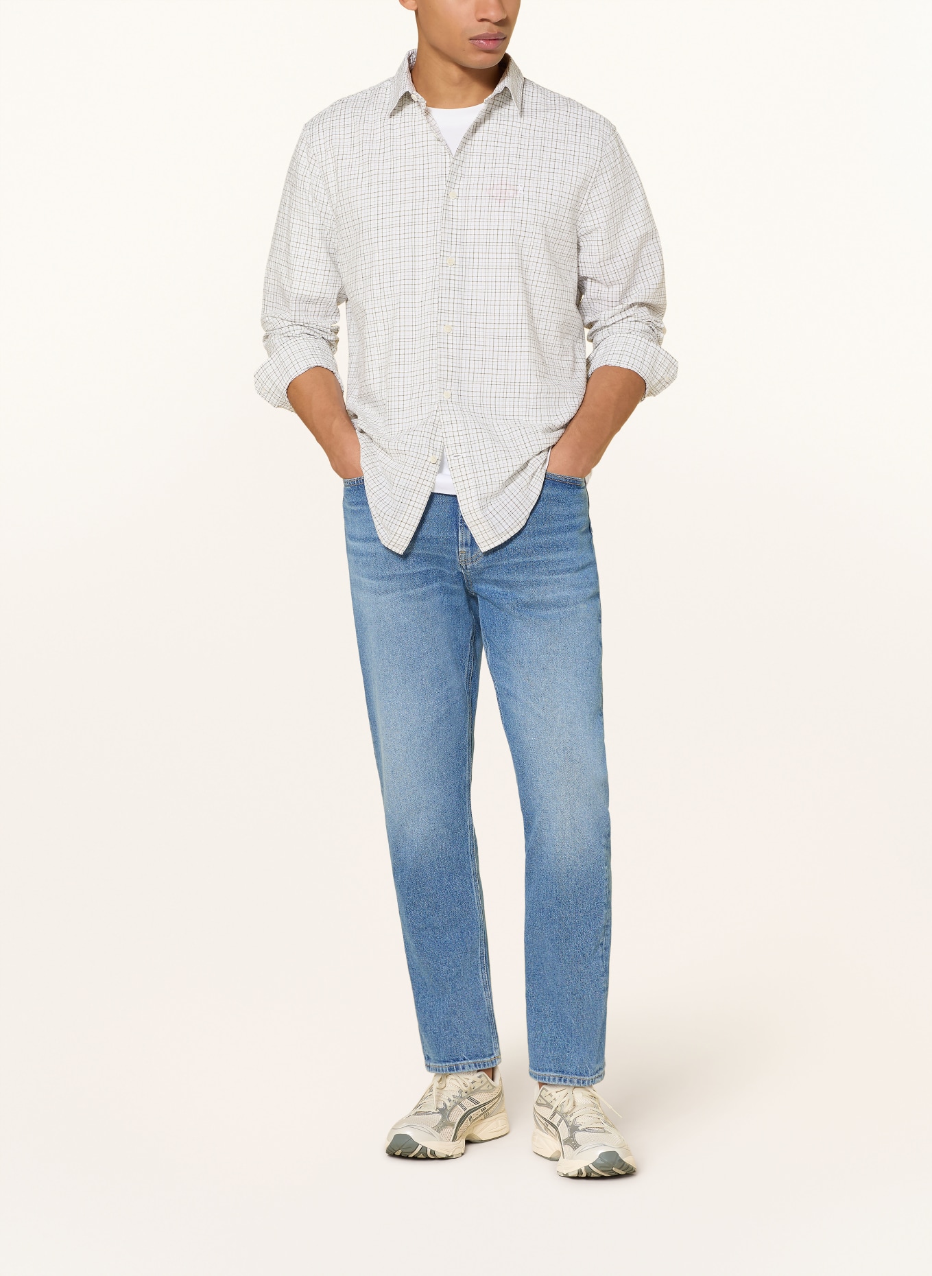 ARMEDANGELS Hemd Comfort Fit: ECRU / GRÜN