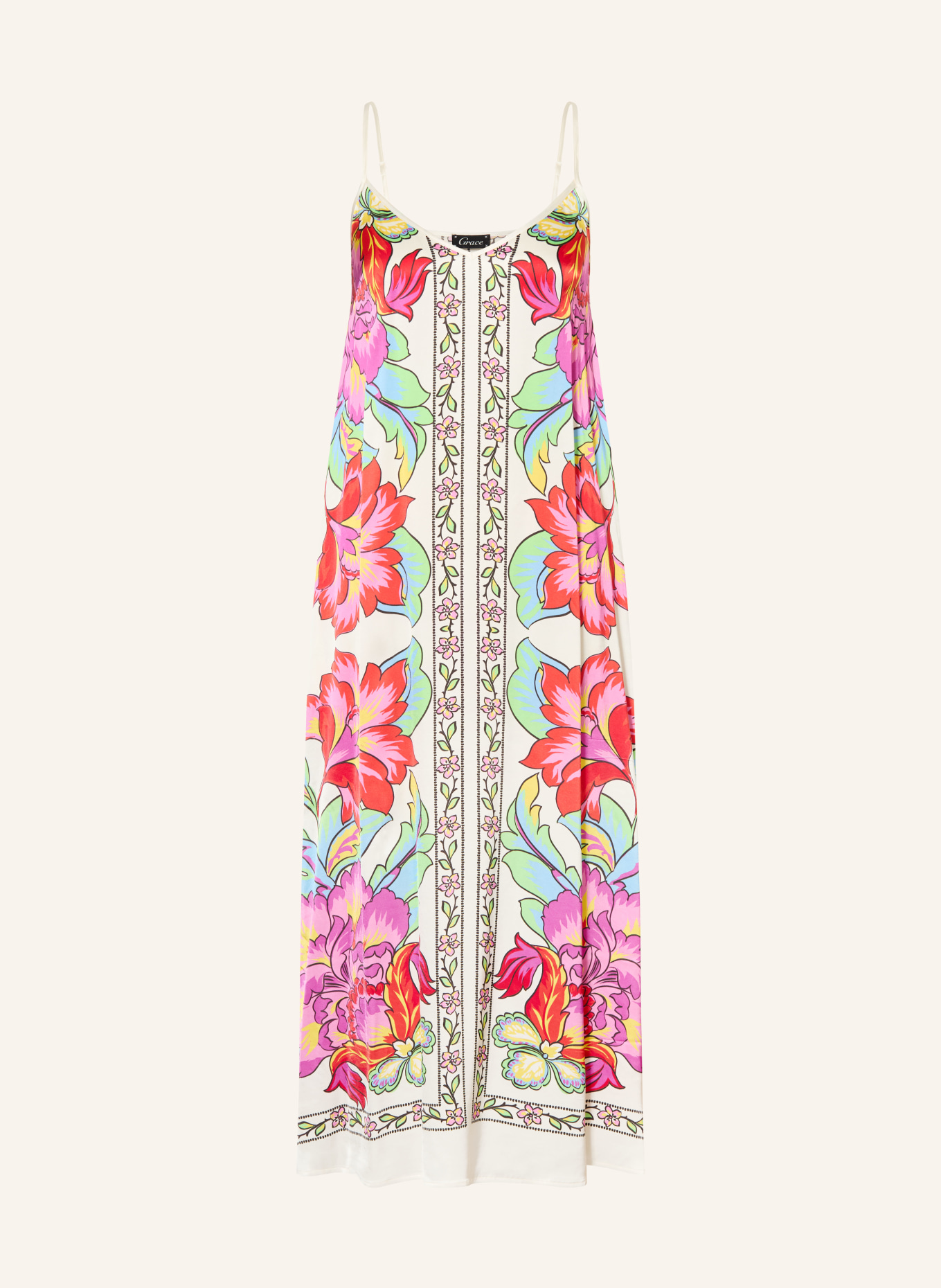 Grace robe: FUCHSIA / CRÈME / VERT