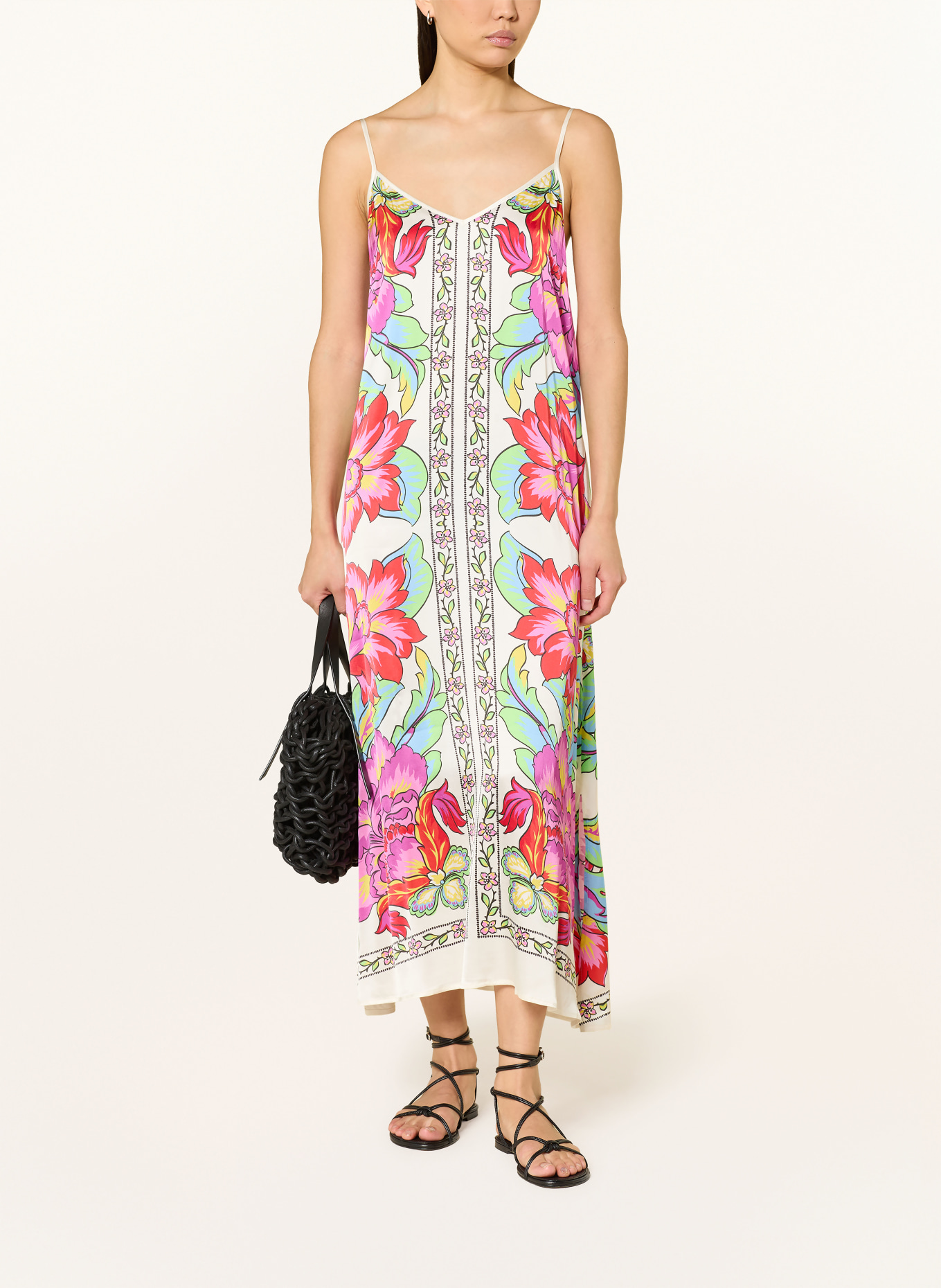 Grace robe: FUCHSIA / CRÈME / VERT