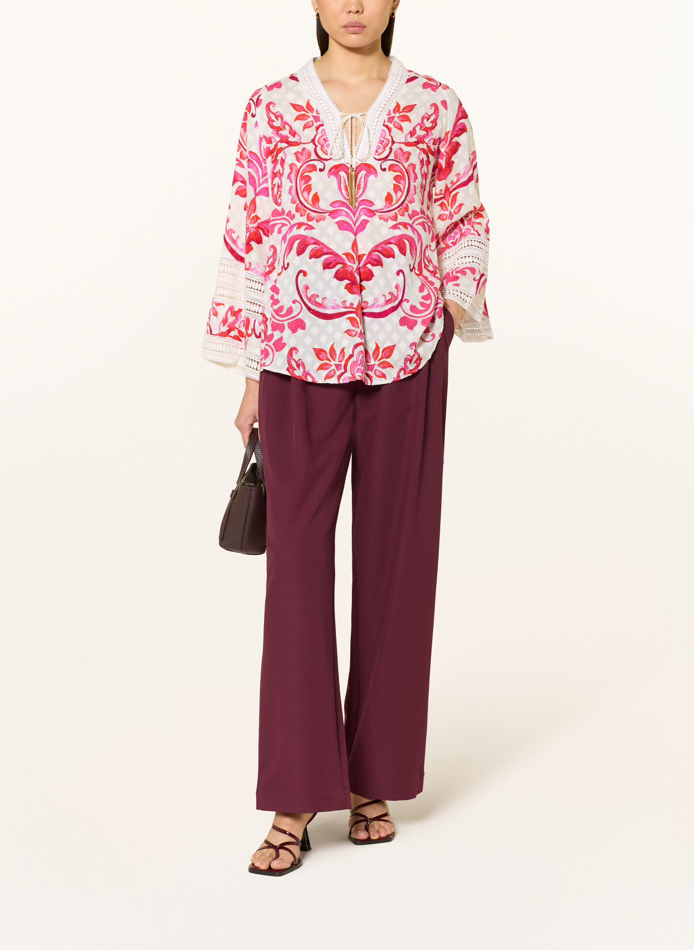 Grace chemisier: FUCHSIA / CRÈME / ROUGE FONCÉ