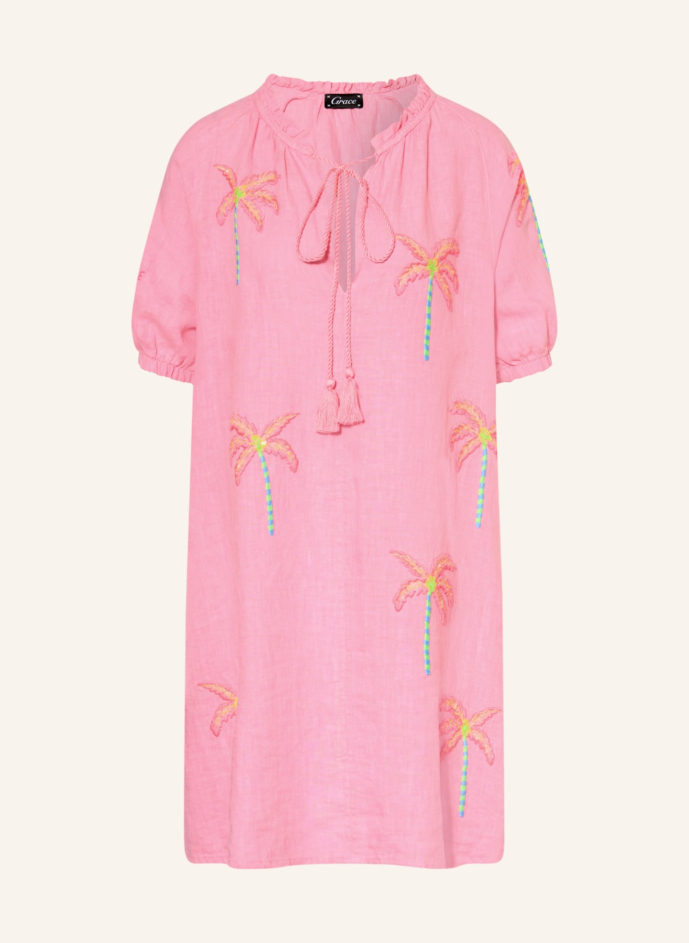 Grace Robe en lin avec paillettes: ROSE / ROSE FUCHSIA FLUO / VERT FLUO
