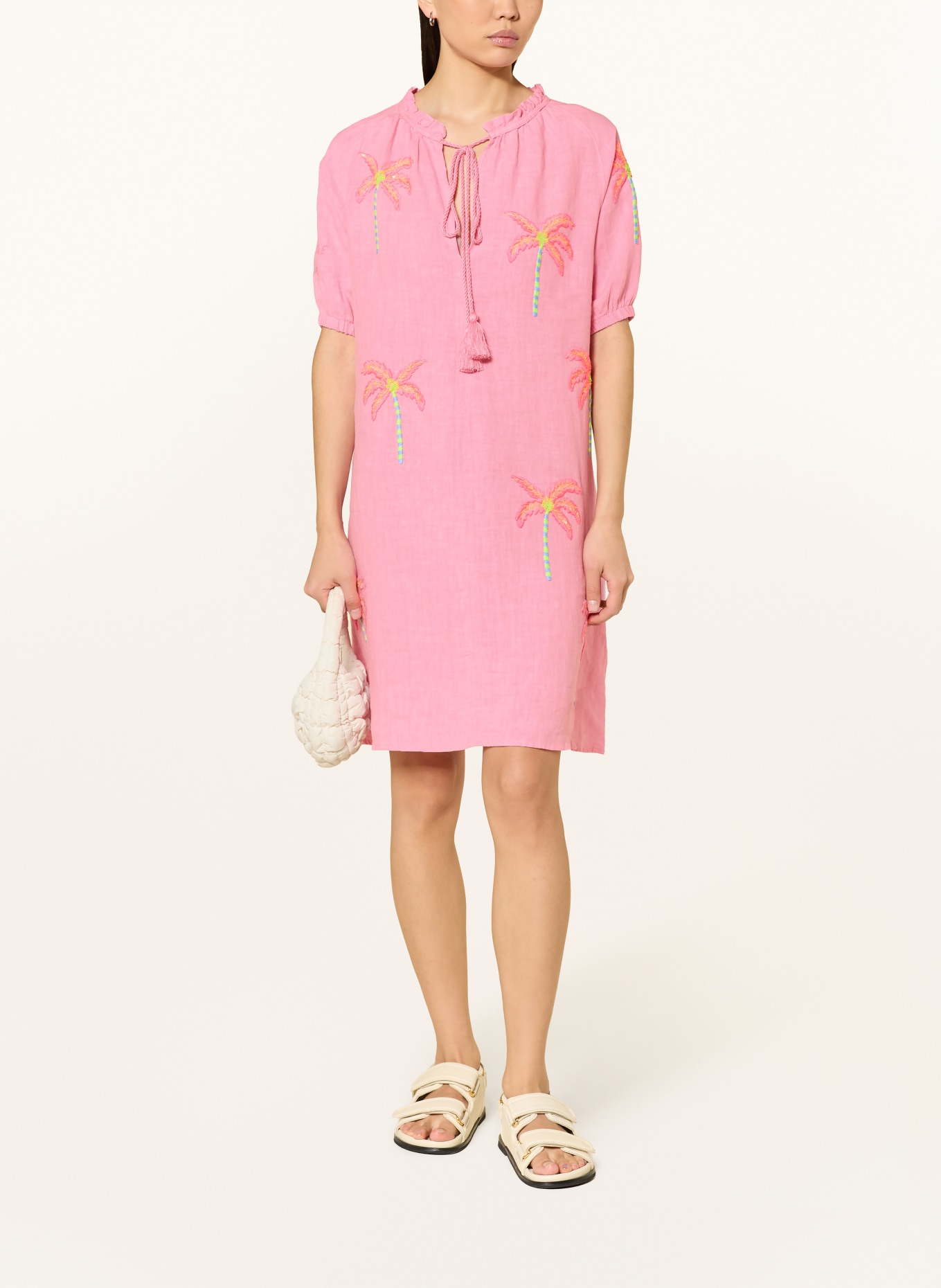 Grace Robe en lin avec paillettes: ROSE / ROSE FUCHSIA FLUO / VERT FLUO