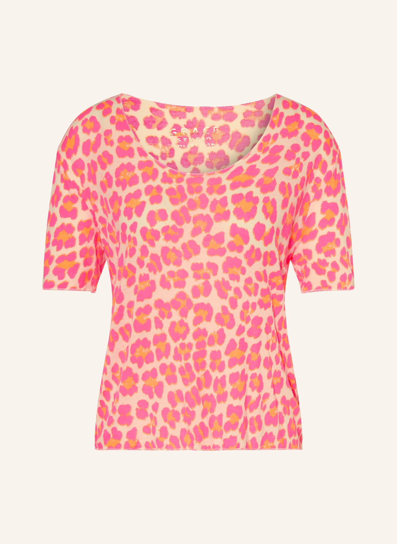 Grace T-shirt: ROSE FUCHSIA FLUO / CRÈME / ORANGE CLAIR