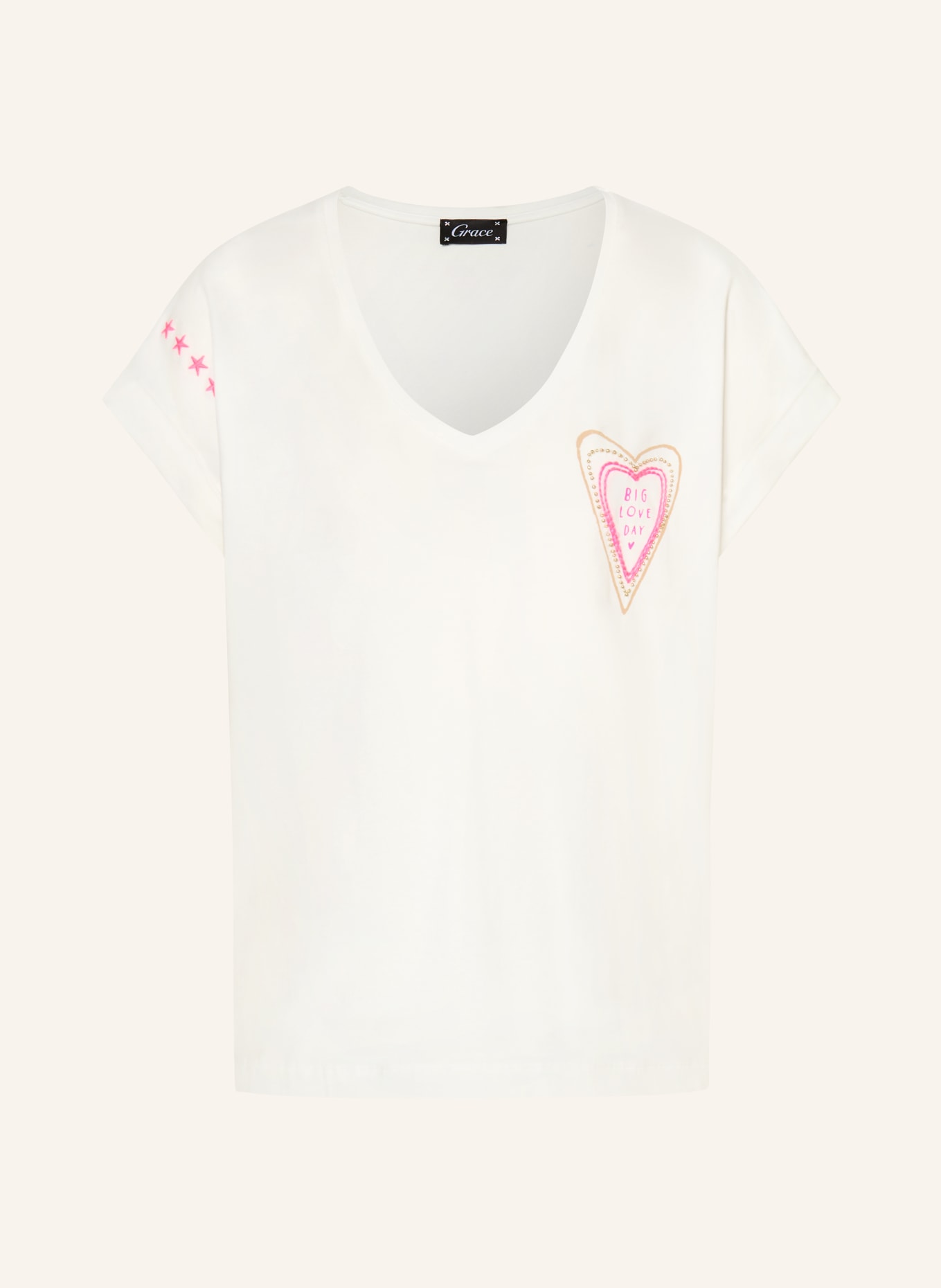 Grace T-Shirt mit Schmuckperlen: ECRU