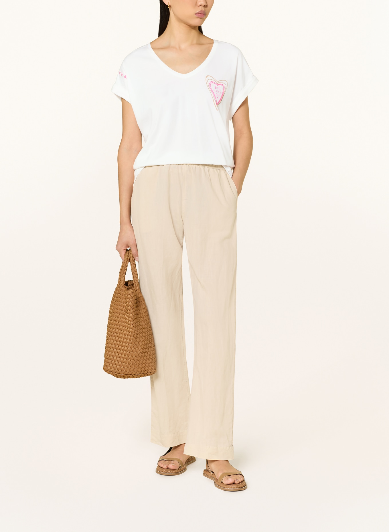 Grace T-Shirt mit Schmuckperlen: ECRU