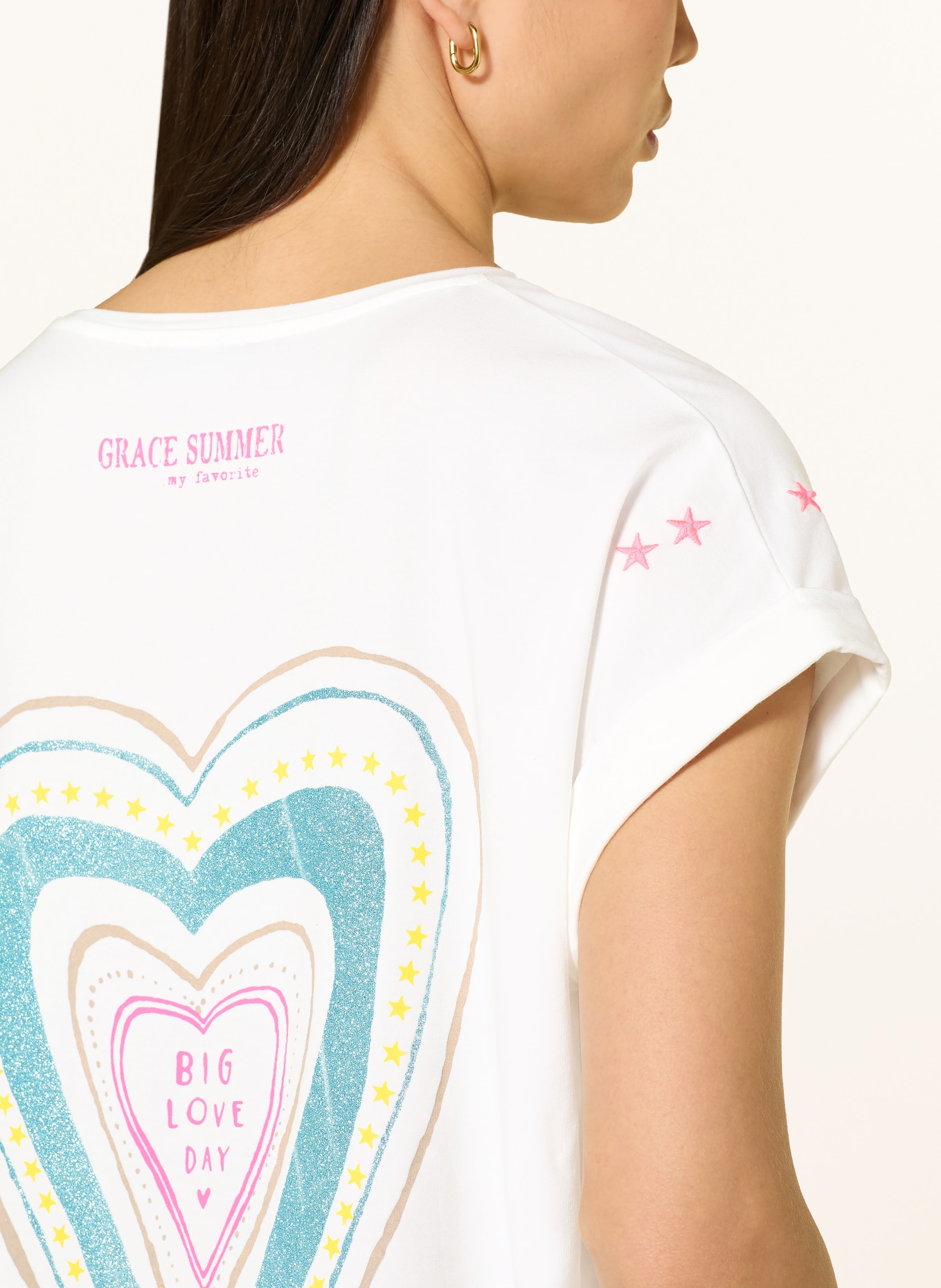 Grace T-Shirt mit Schmuckperlen: ECRU