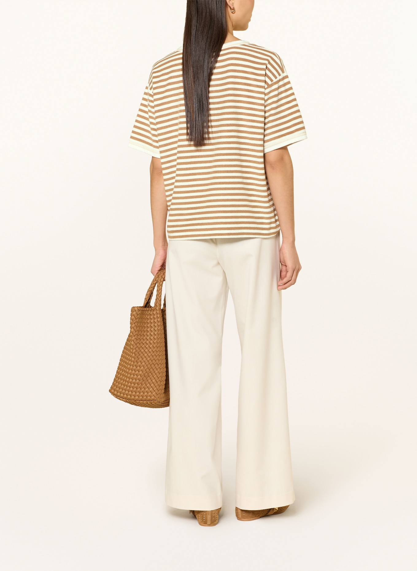 Grace T-shirt en tissu éponge avec paillettes: MARRON / OR / CRÈME