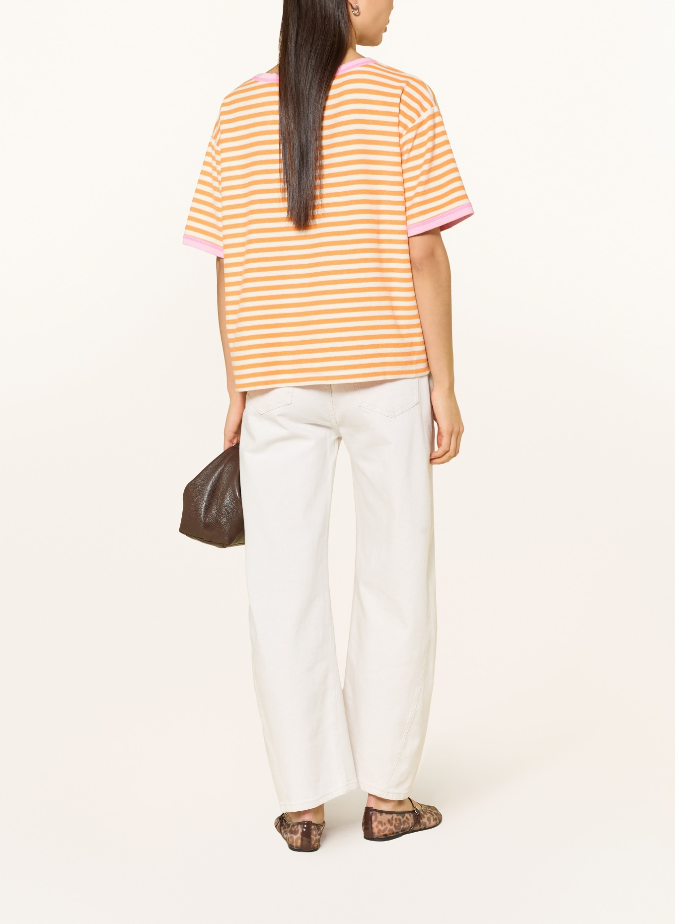 Grace T-shirt en tissu éponge avec paillettes: ORANGE FONCÉ / ROSE FUCHSIA / ORANGE CLAIR