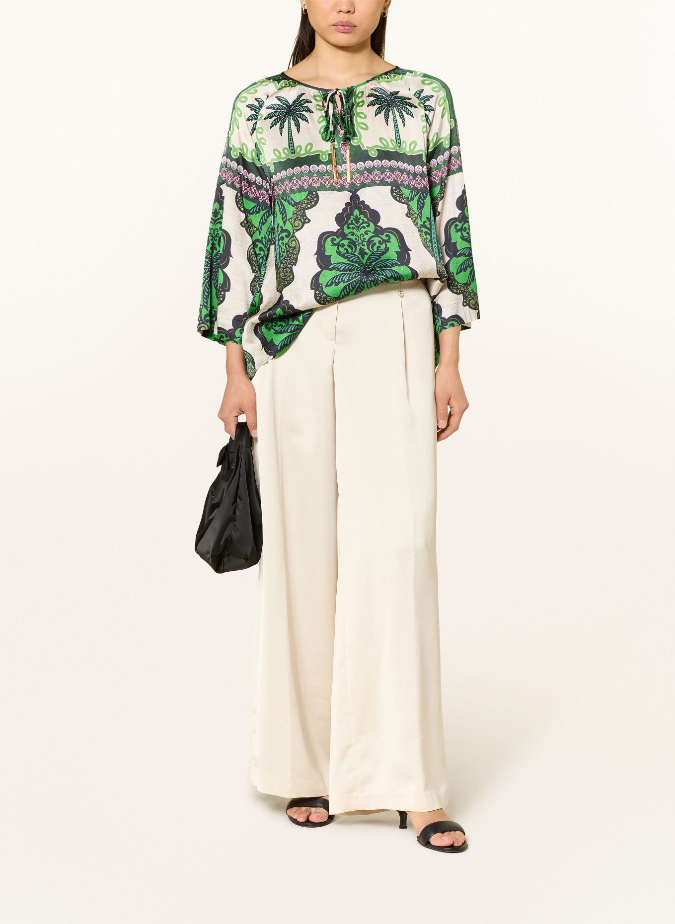 Grace Blusenshirt mit 3/4-Arm: GRÜN / BEIGE / PINK