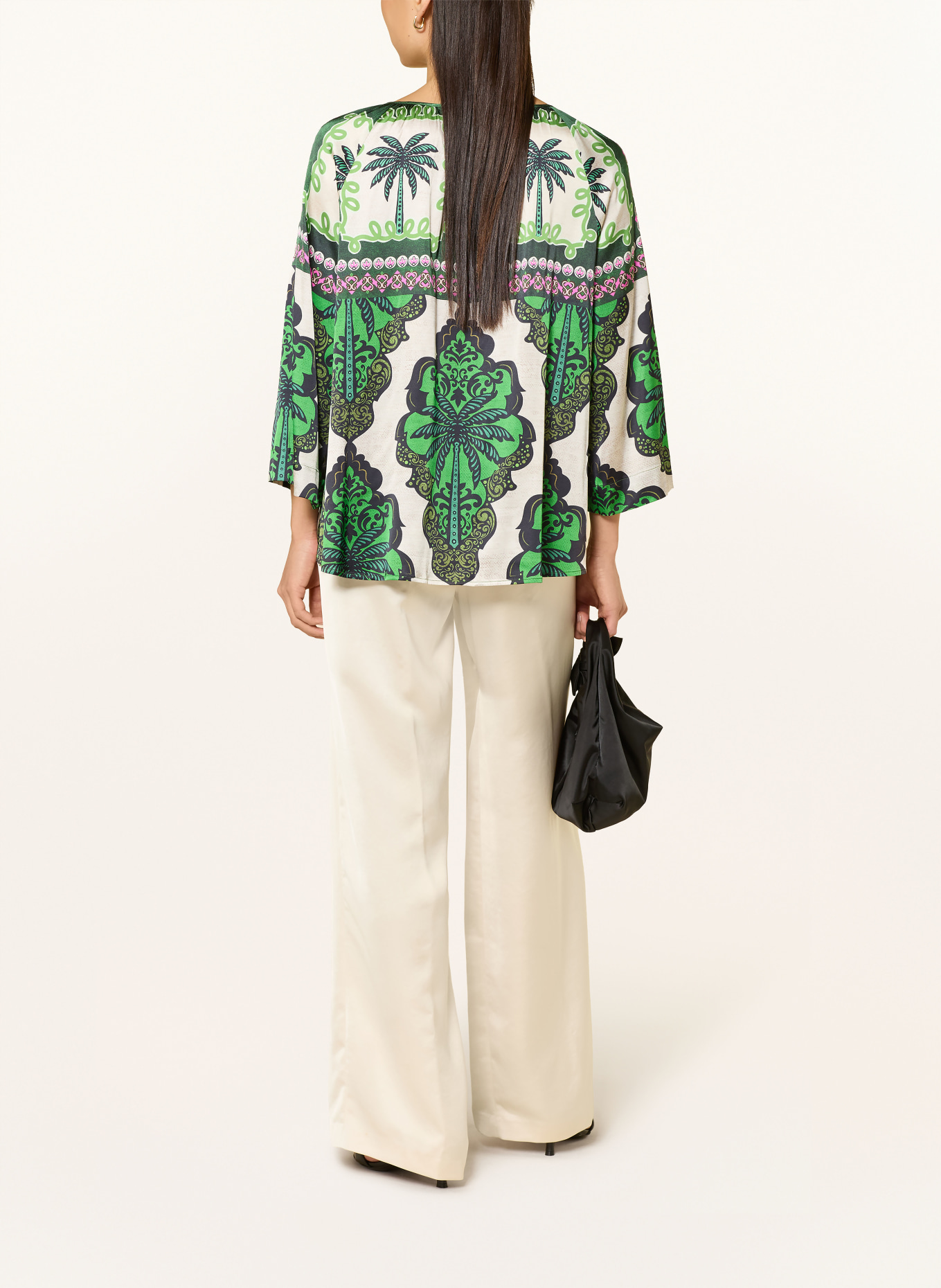 Grace Blusenshirt mit 3/4-Arm: GRÜN / BEIGE / PINK