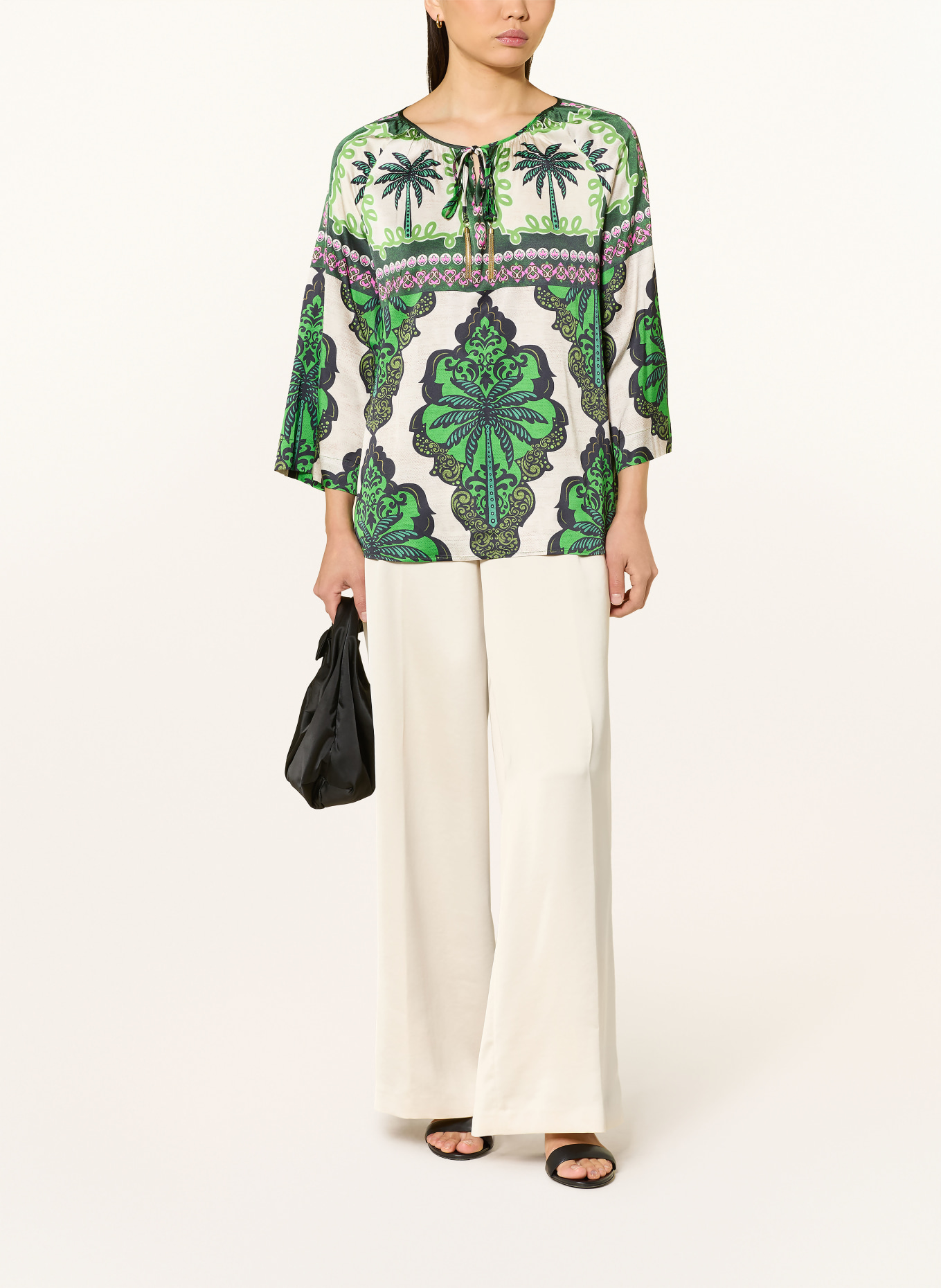 Grace Blusenshirt mit 3/4-Arm: GRÜN / BEIGE / PINK