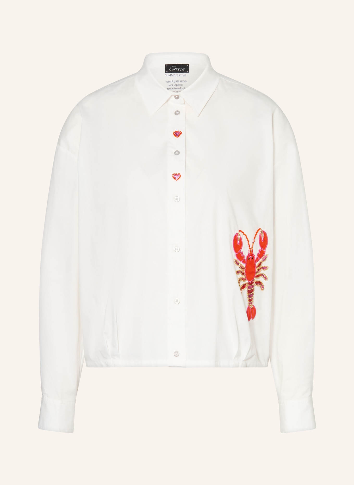 Grace Chemisier à paillettes et pierres décoratives: ÉCRU / ARGENT / ROUGE