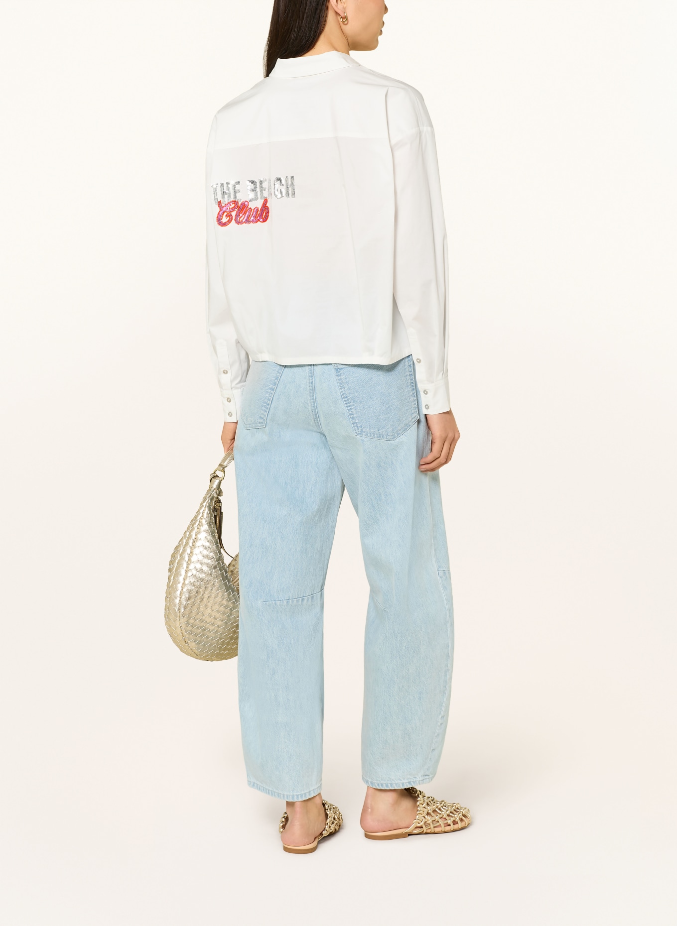 Grace Chemisier à paillettes et pierres décoratives: ÉCRU / ARGENT / ROUGE