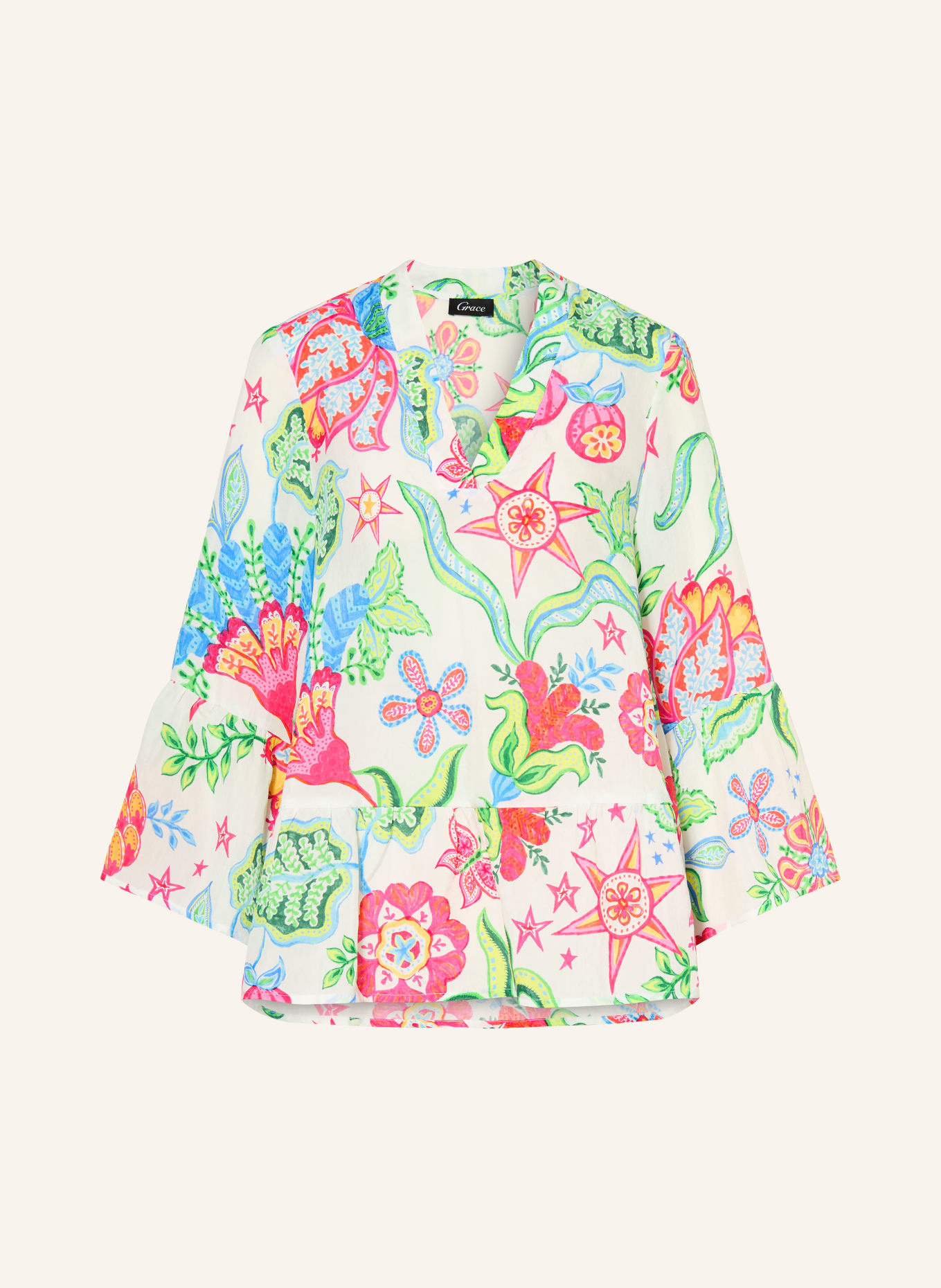 Grace chemisier: BLANC / ROSE FUCHSIA / BLEU