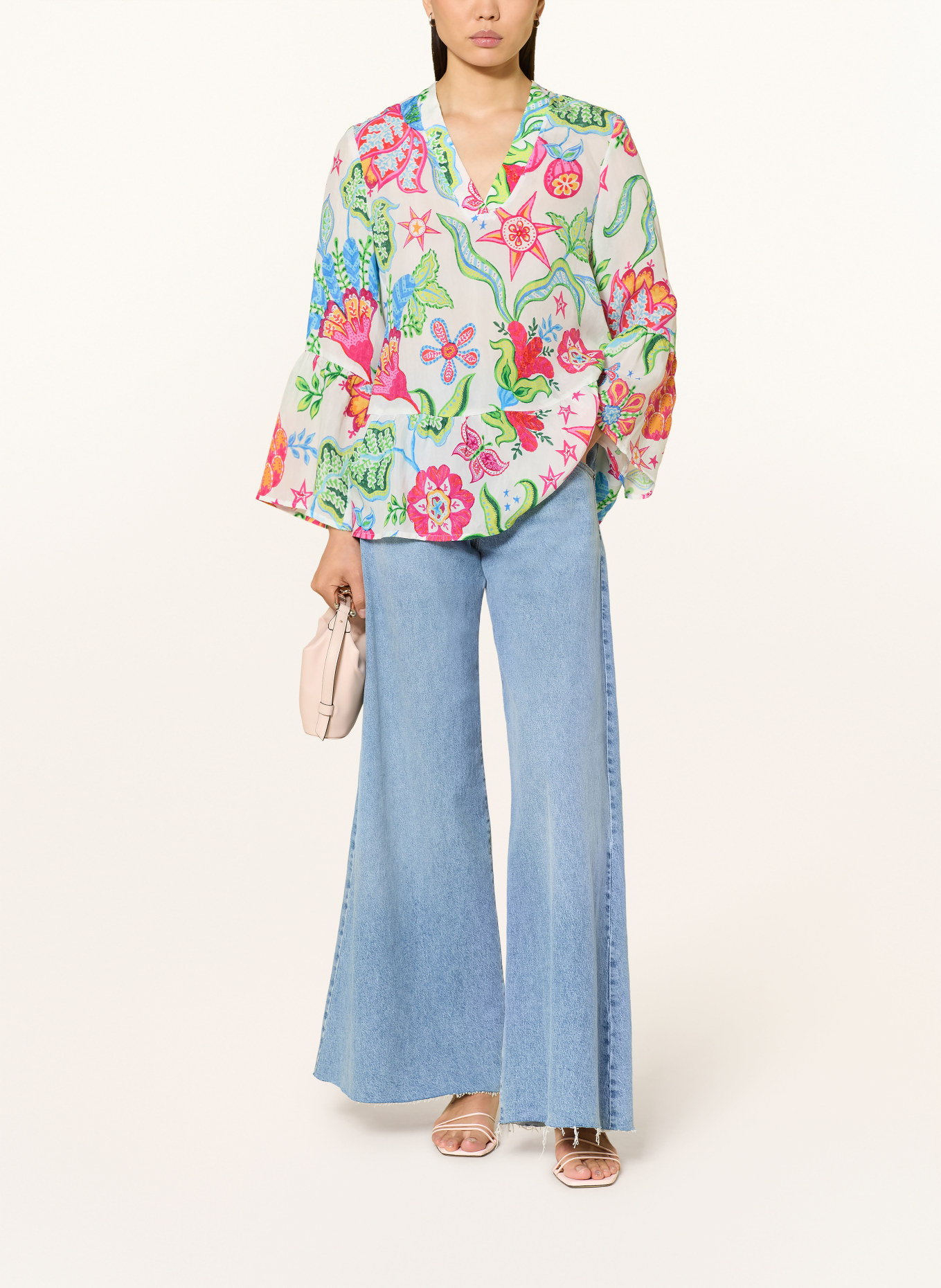 Grace chemisier: BLANC / ROSE FUCHSIA / BLEU