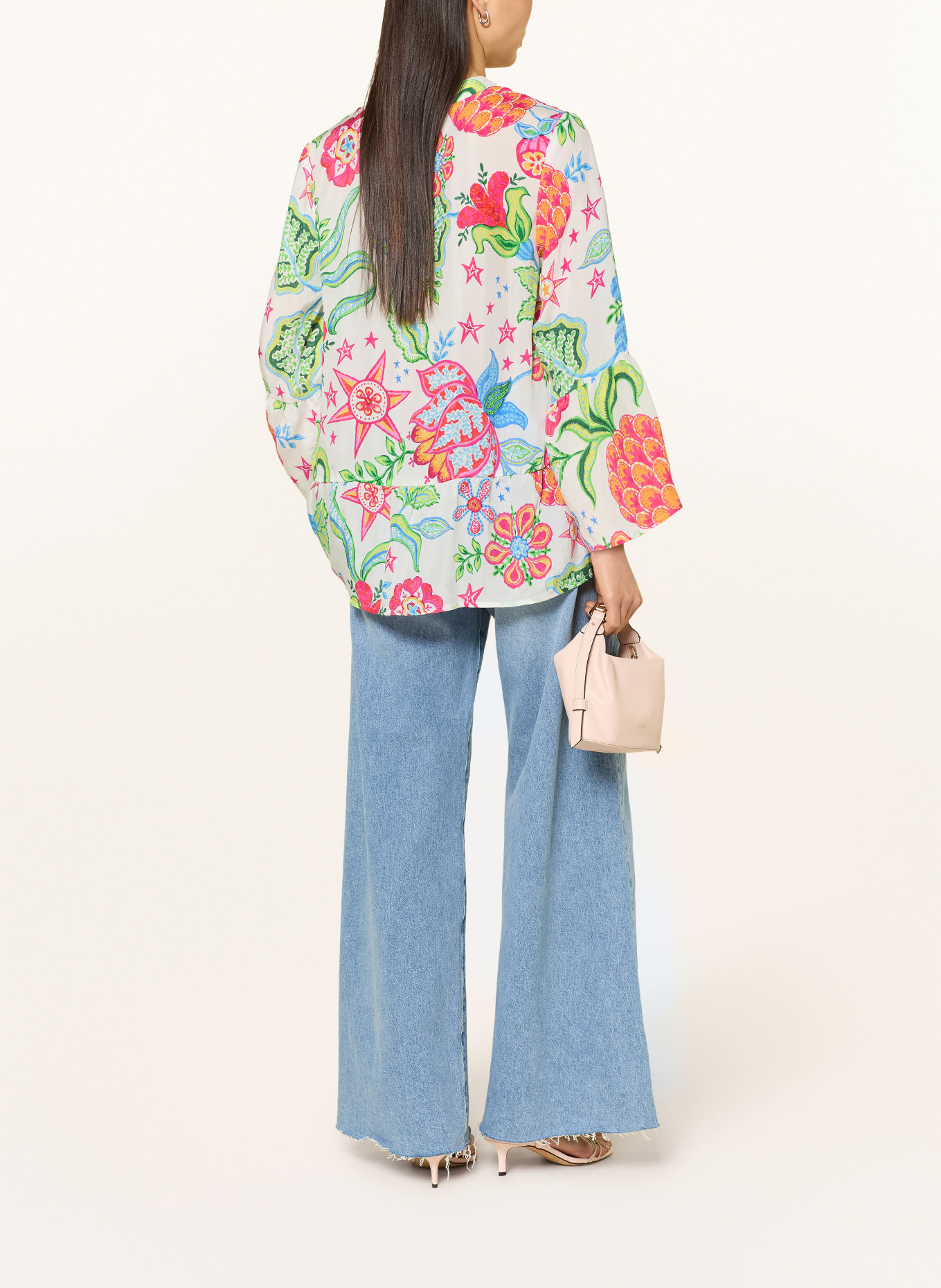 Grace chemisier: BLANC / ROSE FUCHSIA / BLEU