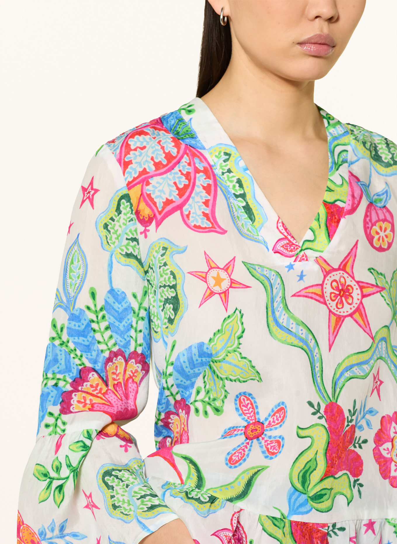 Grace chemisier: BLANC / ROSE FUCHSIA / BLEU