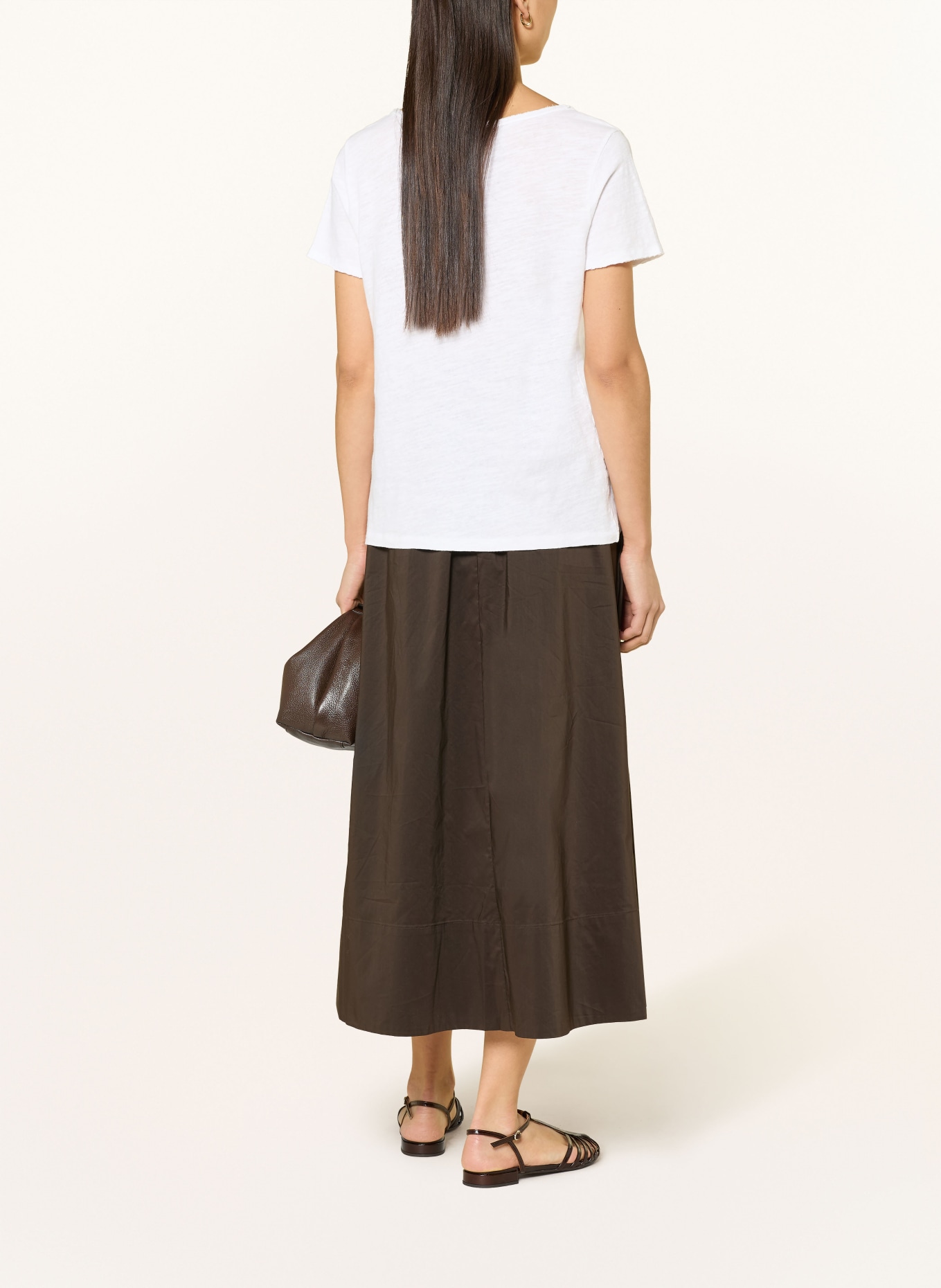 Grace T-shirt à paillettes: ÉCRU / OR / MARRON FONCÉ