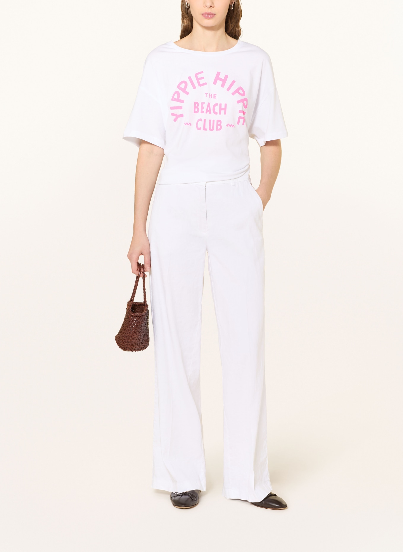 yippie hippie tričko: BÍLÁ / NEONOVĚ RŮŽOVÁ