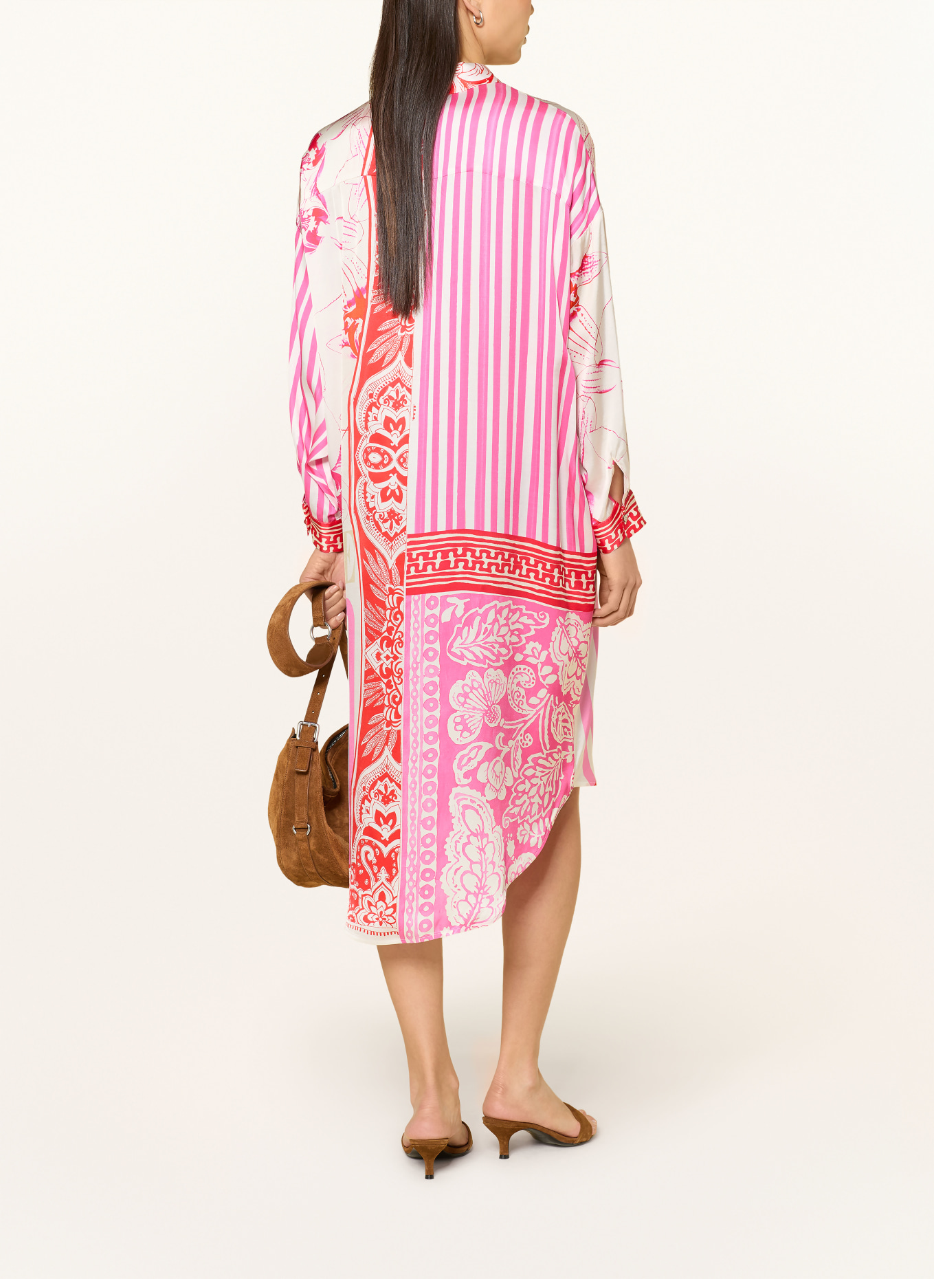 yippie hippie Košilové šaty: RŮŽOVÁ / KRÉMOVÁ / ČERVENÁ