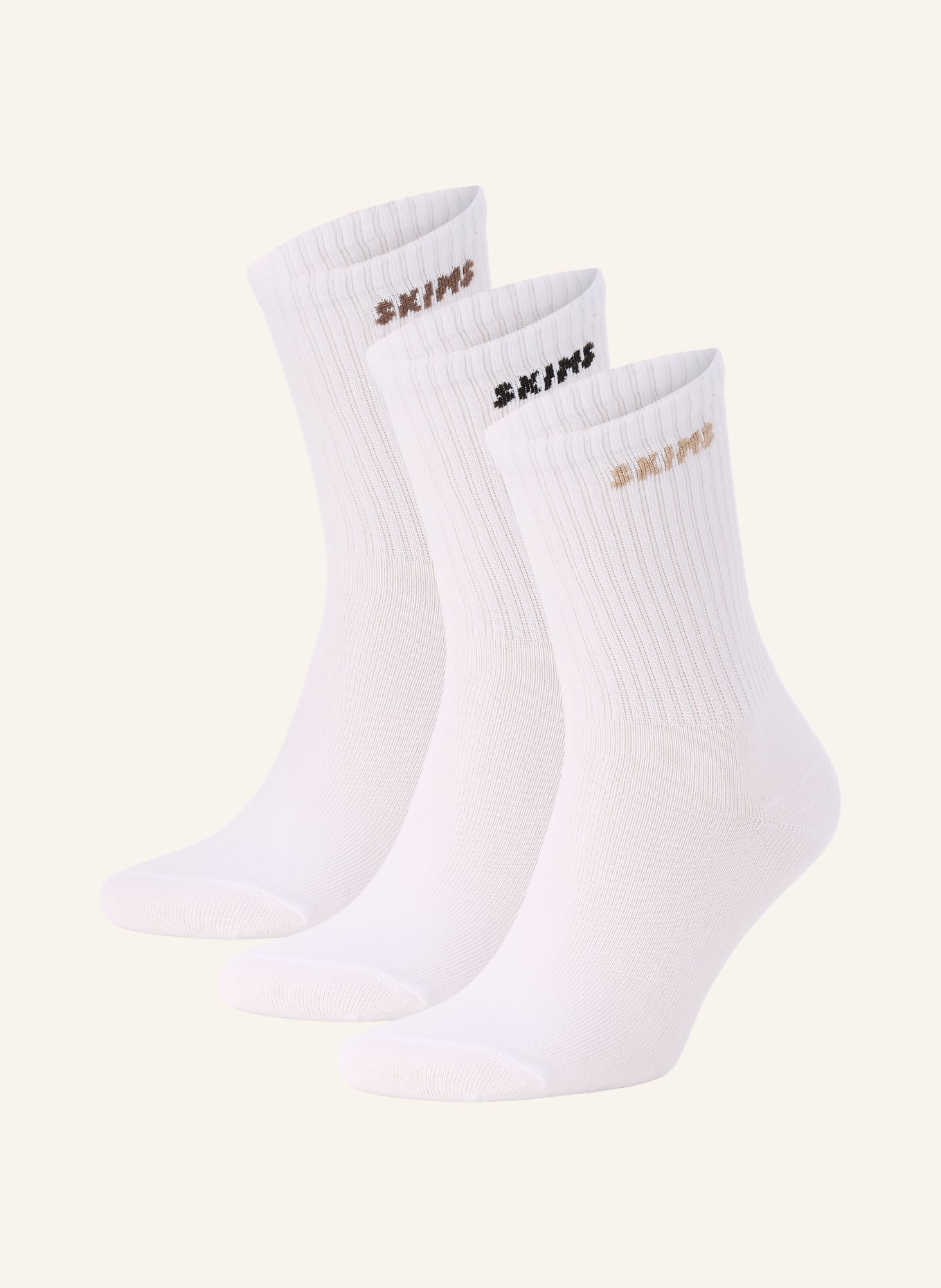 SKIMS 3er-Pack Socken RIBBED CREW: SNOW LOGO MULTI