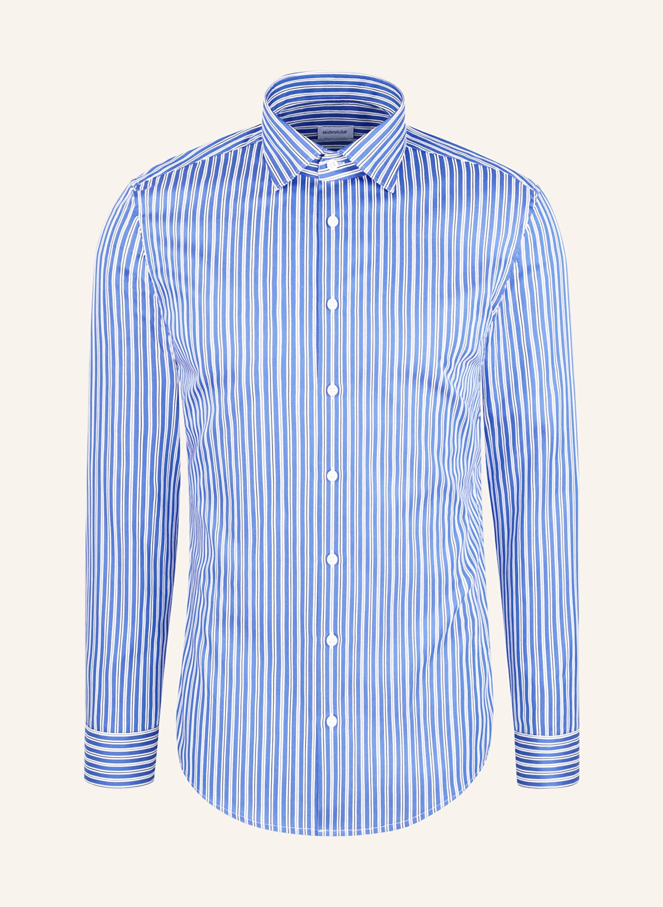 seidensticker Chemise en satin coupe slim: BLEU FONCÉ / BLANC