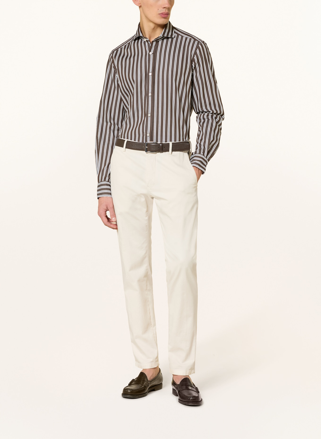 windsor. Košile LANO Shaped Fit: TMAVĚ HNĚDÁ / BÍLÁ / ČERNÁ