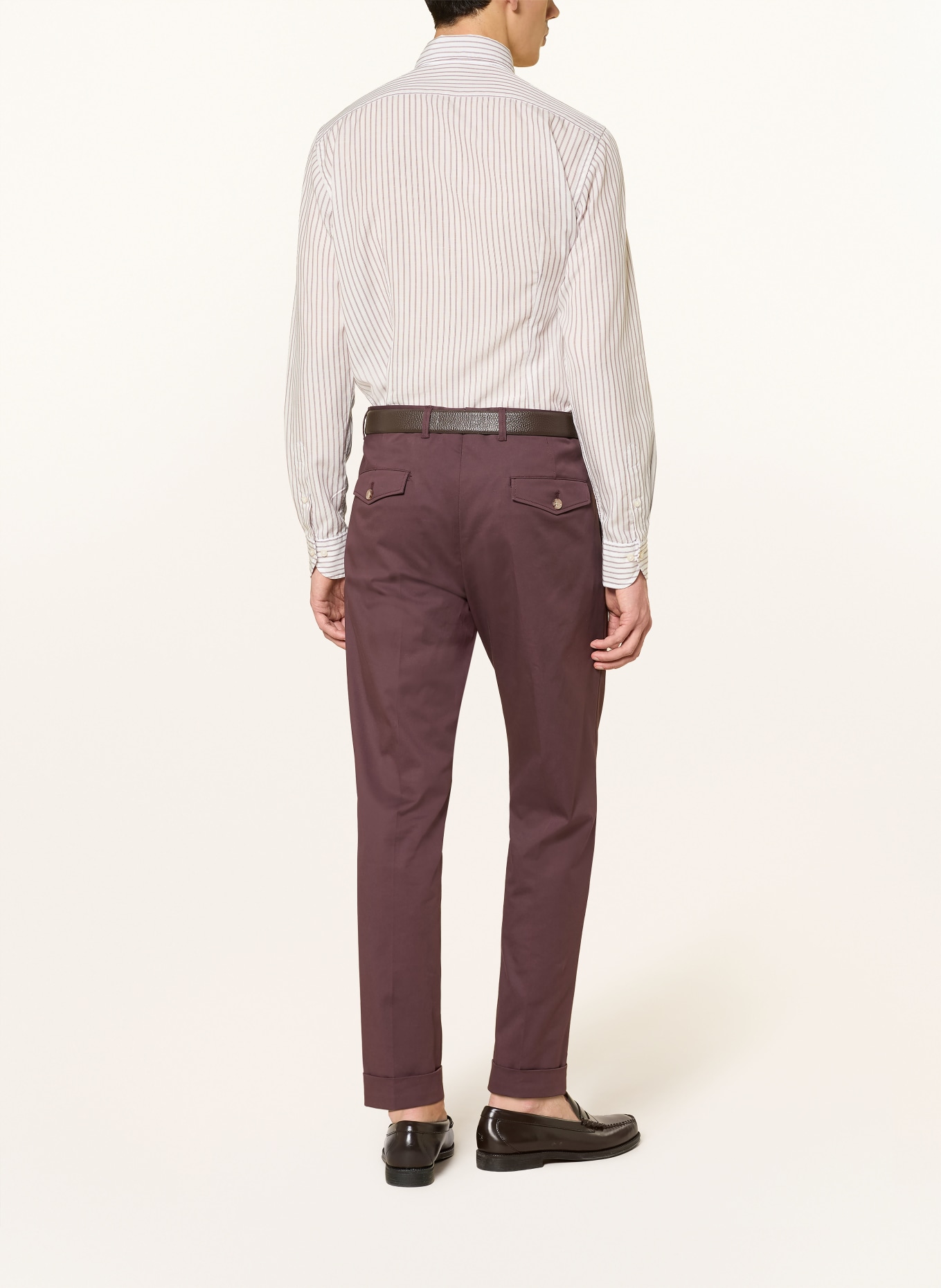 windsor. Košile LANO Slim Fit: BÍLÁ / STARORŮŽOVÁ