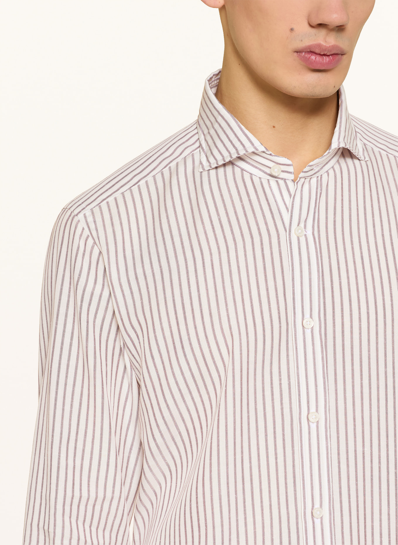 windsor. Košile LANO Slim Fit: BÍLÁ / STARORŮŽOVÁ