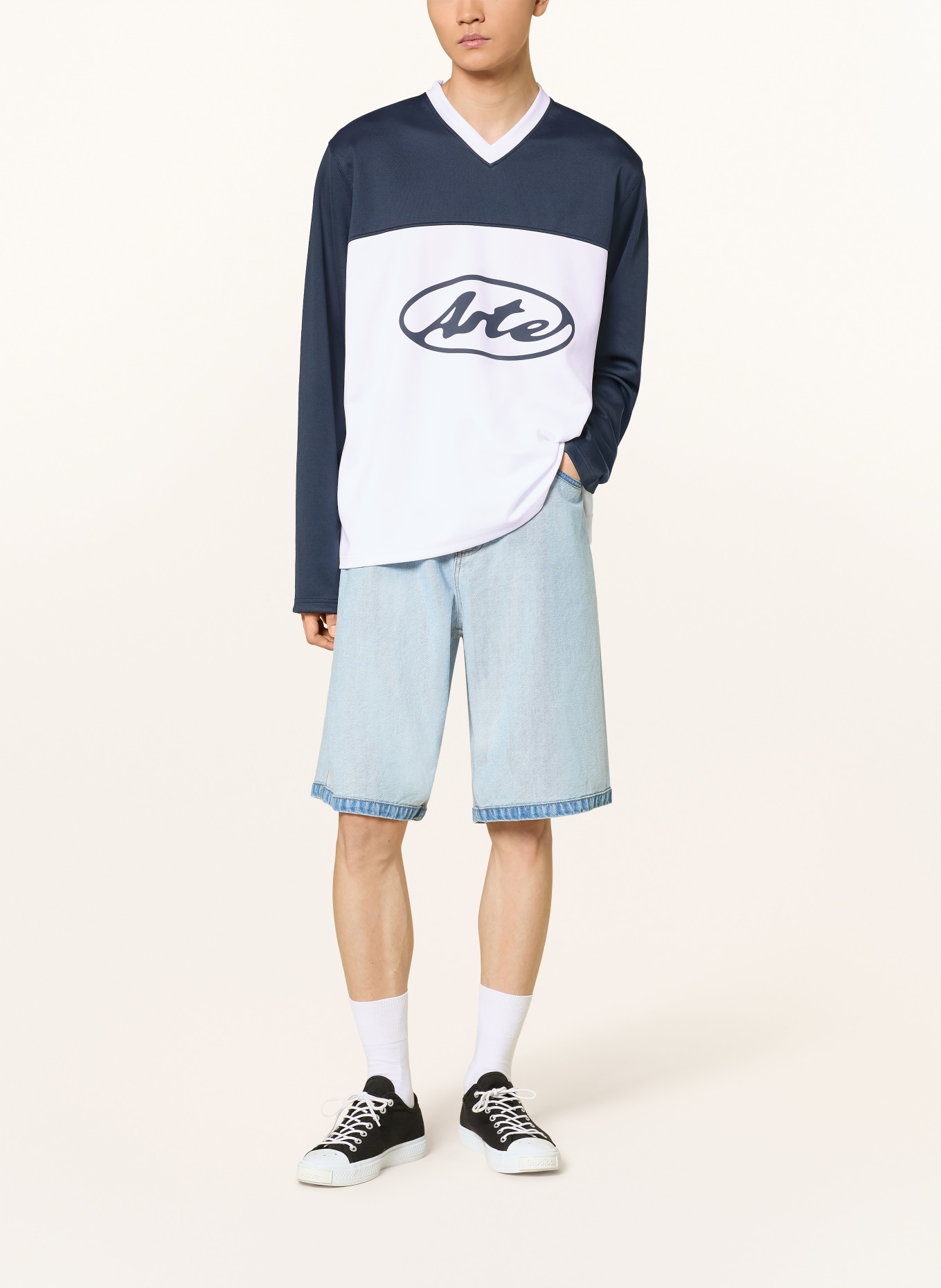 Arte Antwerp Koszulka z długim rękawem z dżerseju: BIAŁY / GRANATOWY